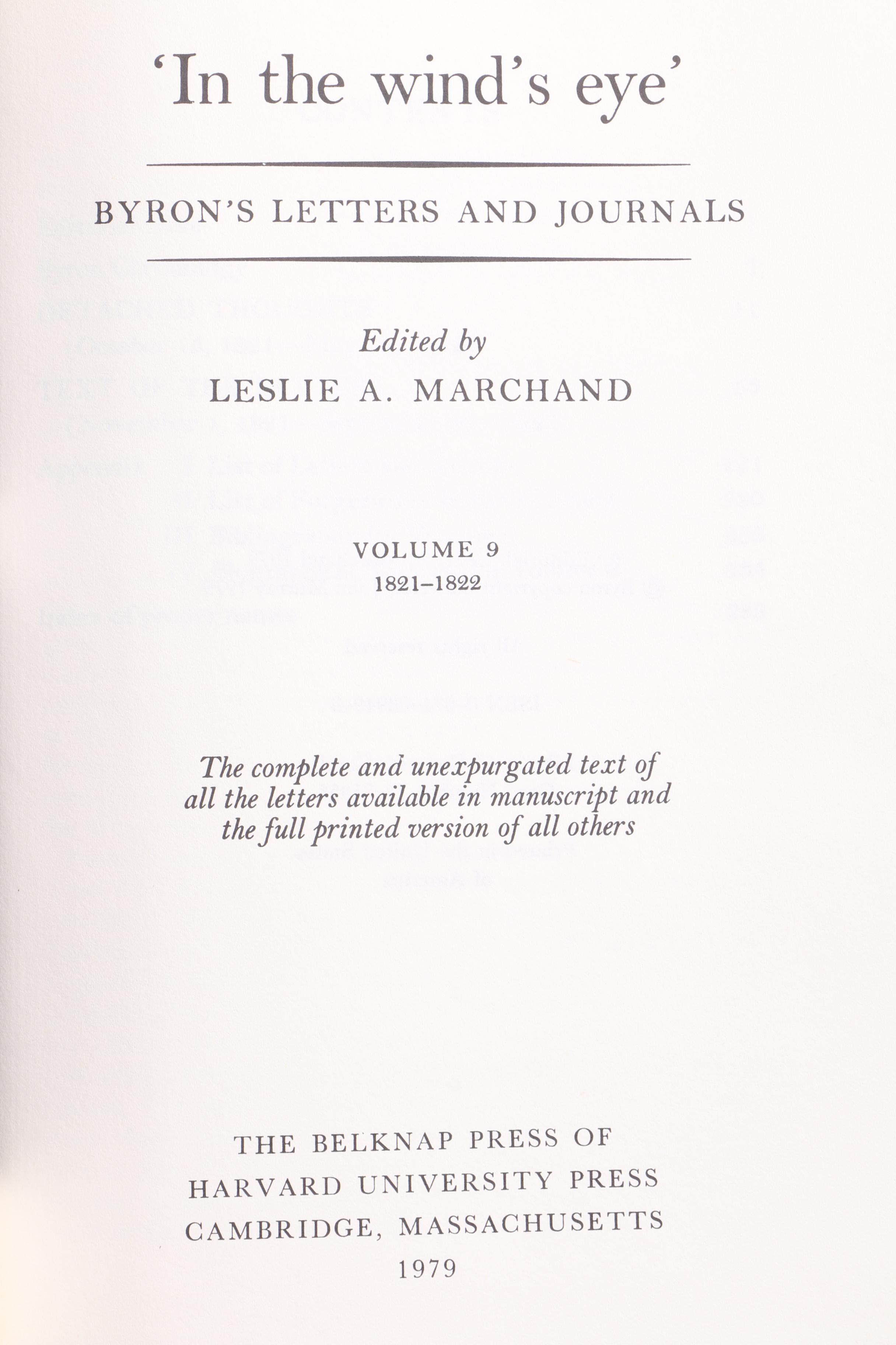 "Byron's Letters & Journals" Twelve Volume Collection