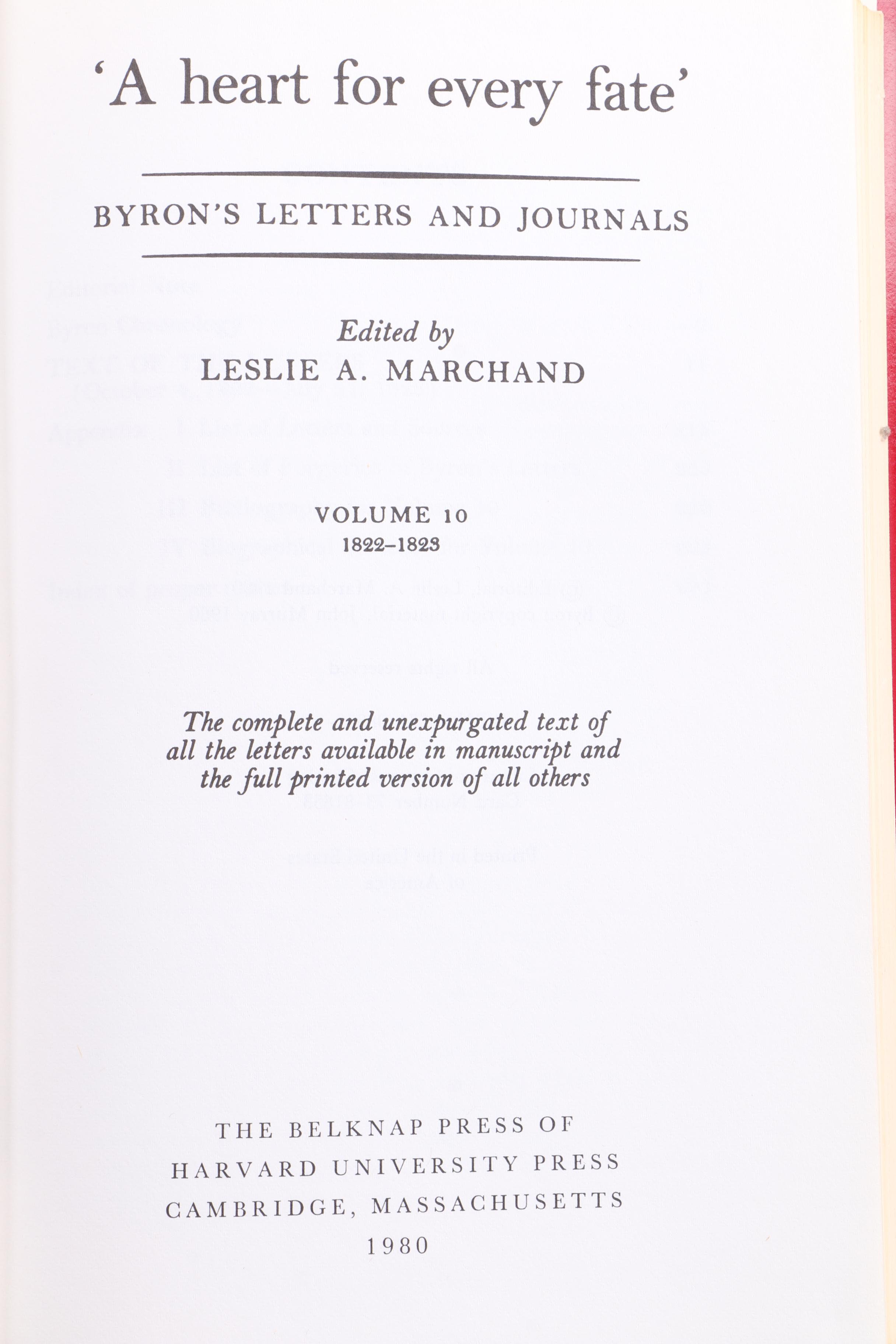 "Byron's Letters & Journals" Twelve Volume Collection