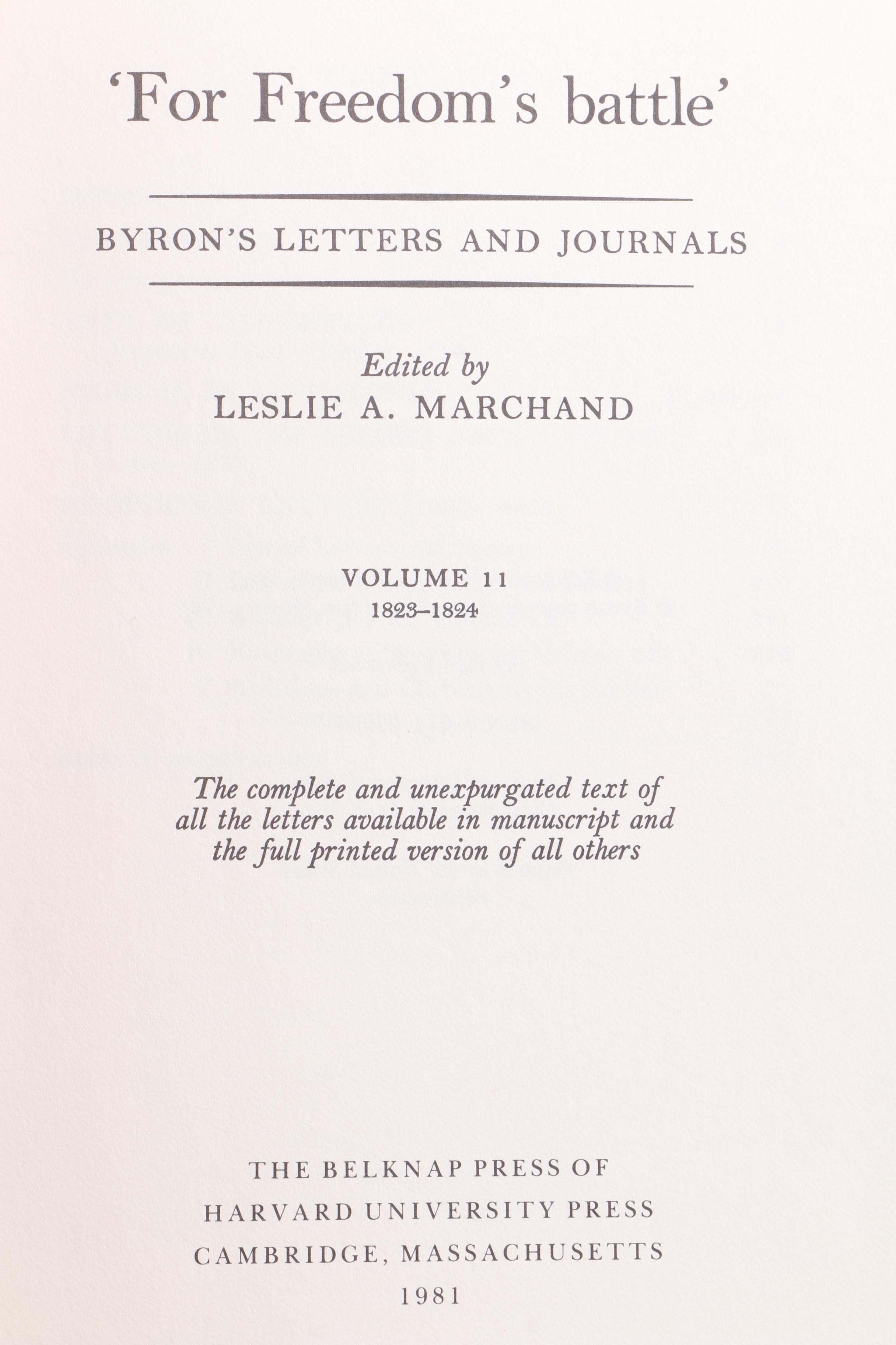 "Byron's Letters & Journals" Twelve Volume Collection