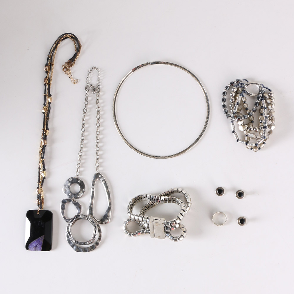 Collection of Silver Tone Costume Jewelry