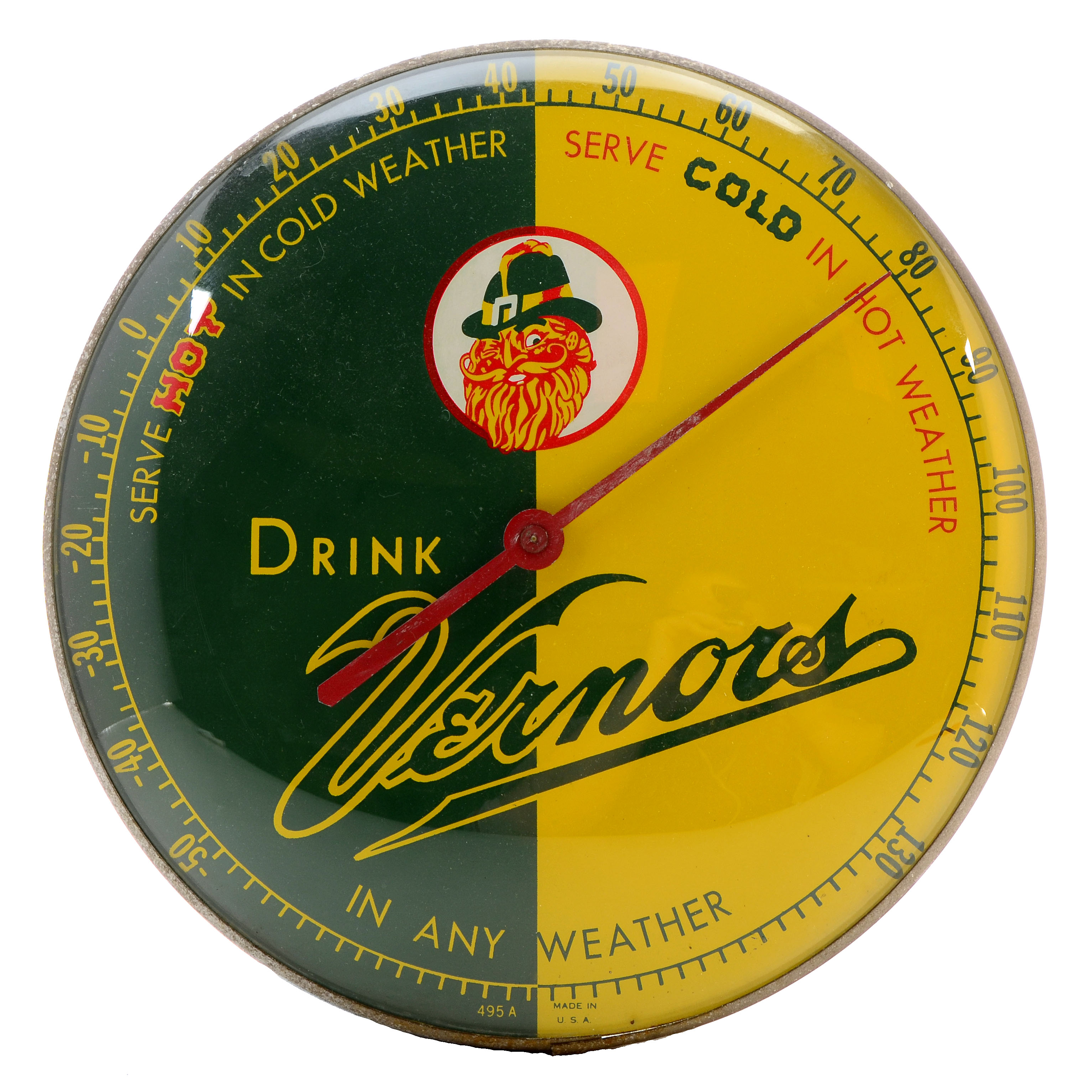Vintage Vernors Ginger Ale Advertising Thermometer