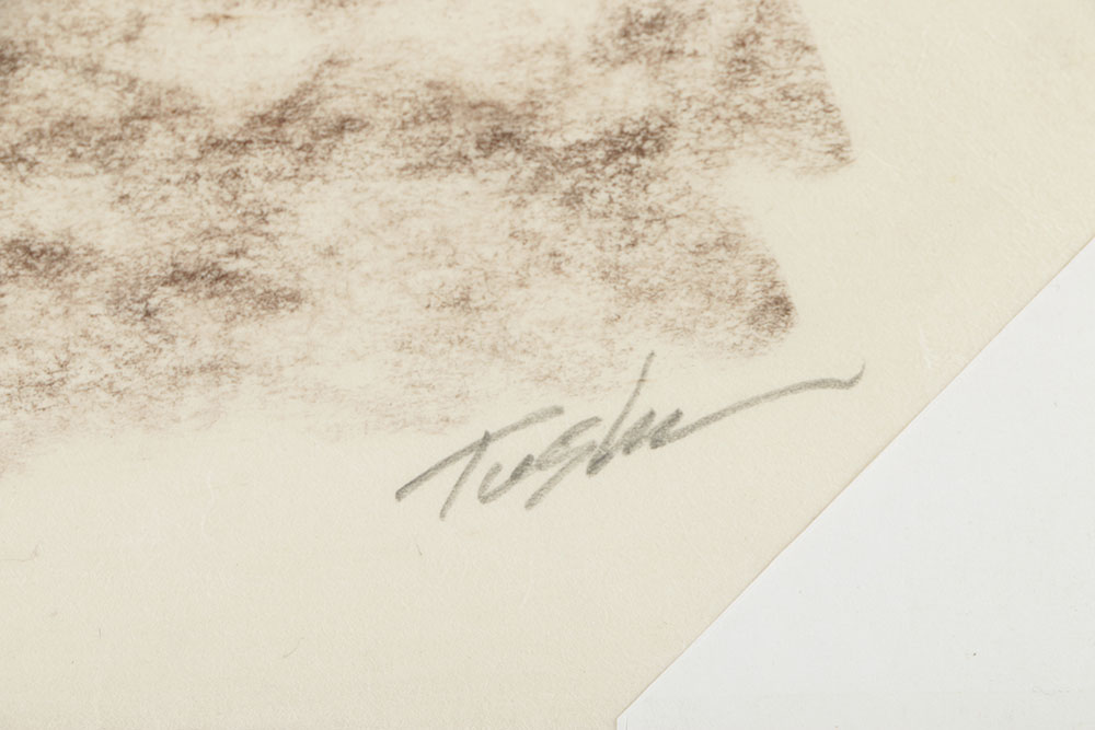 John Tuska Conte Crayon Drawing on Paper of a Nude Male Figure