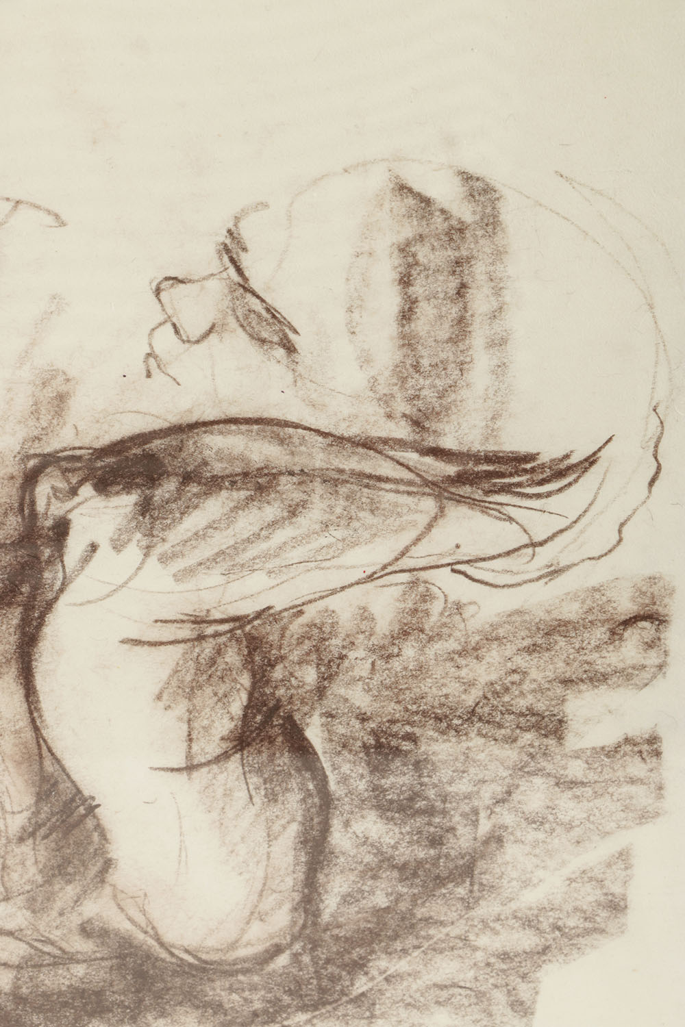 John Tuska Conte Crayon Drawing on Paper of a Nude Male Figure