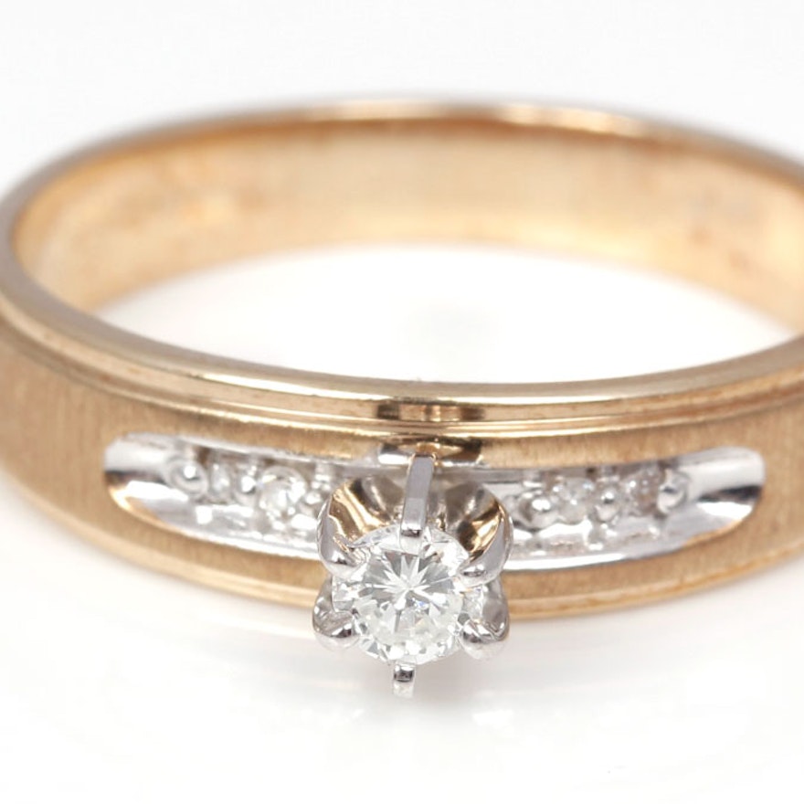 10K Yellow Gold Diamond Engagement Ring