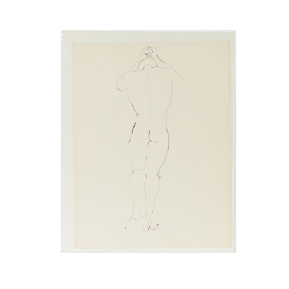John Tuska Ink Drawing on Paper of a Figure