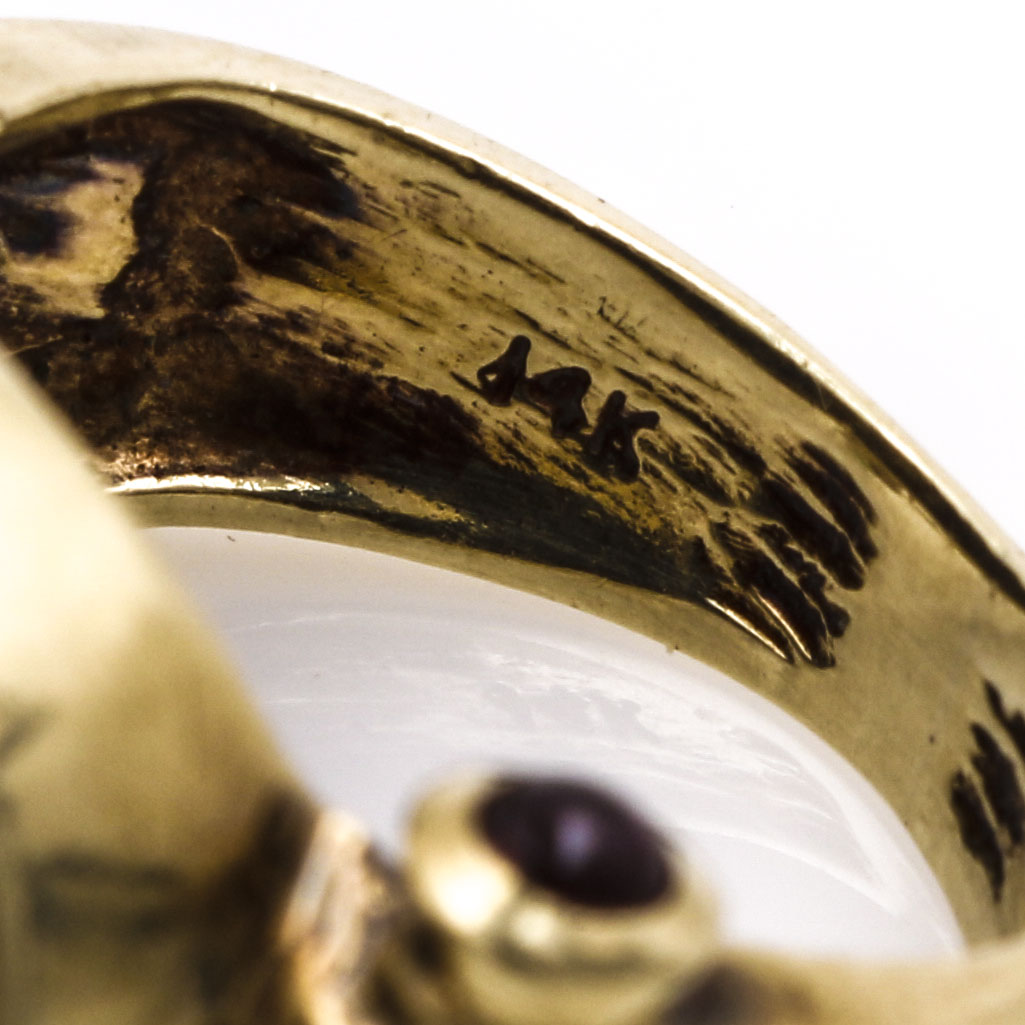 14K Yellow Gold Diamond and Gemstone Sovereign Ring