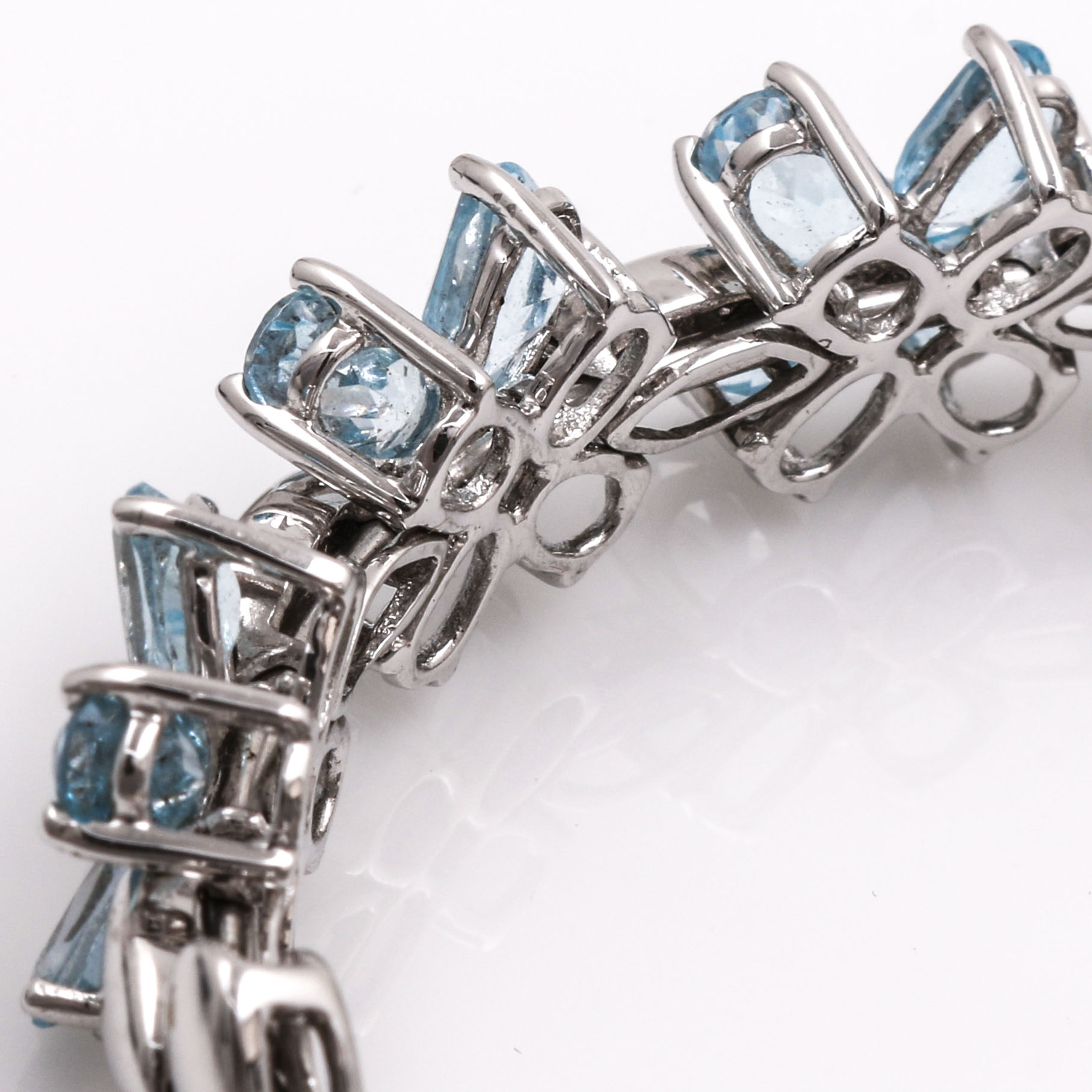 18K White Gold Blue Topaz and Diamond Flower Cuff