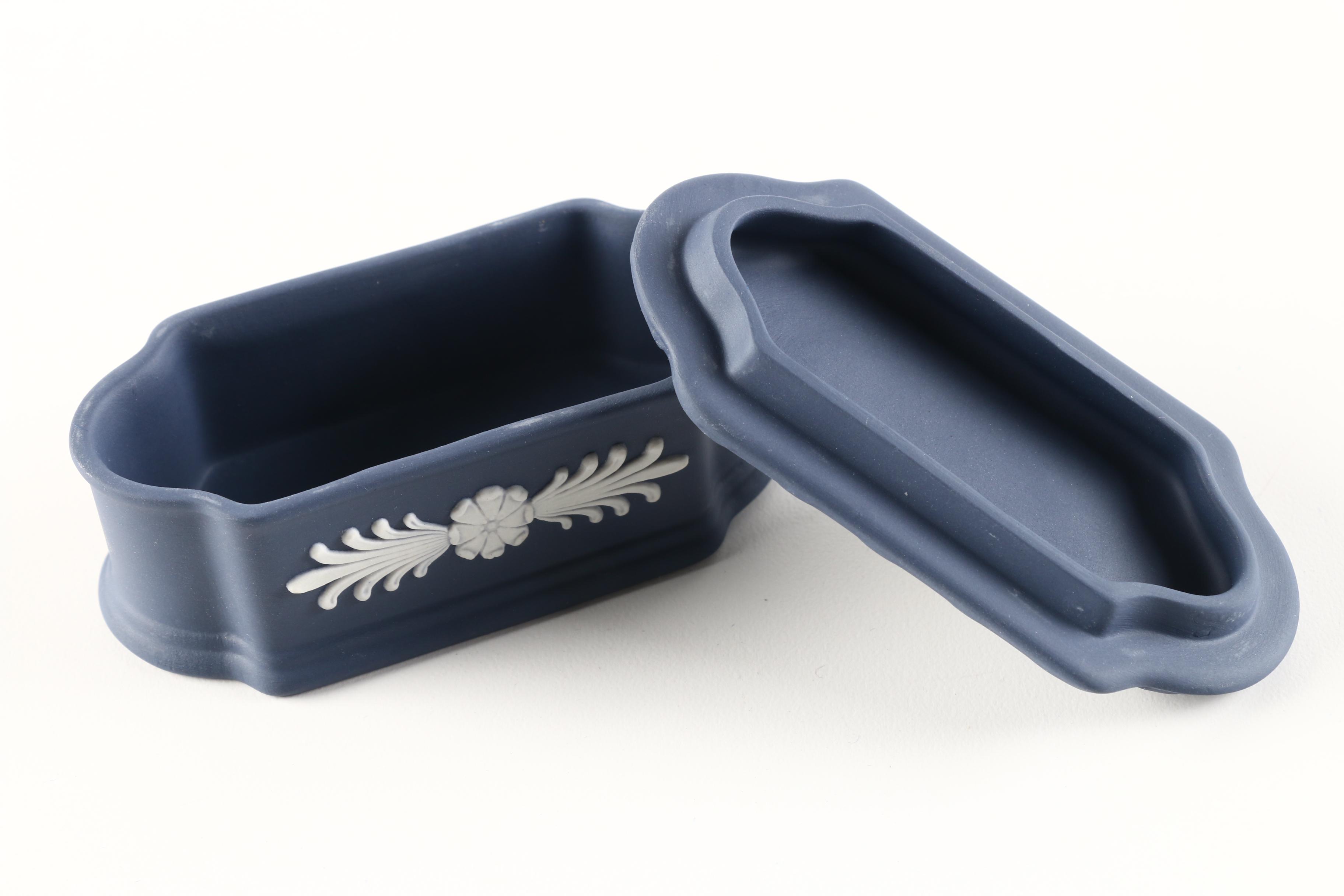 Wedgwood Portland Blue Jasperware Trinket Box