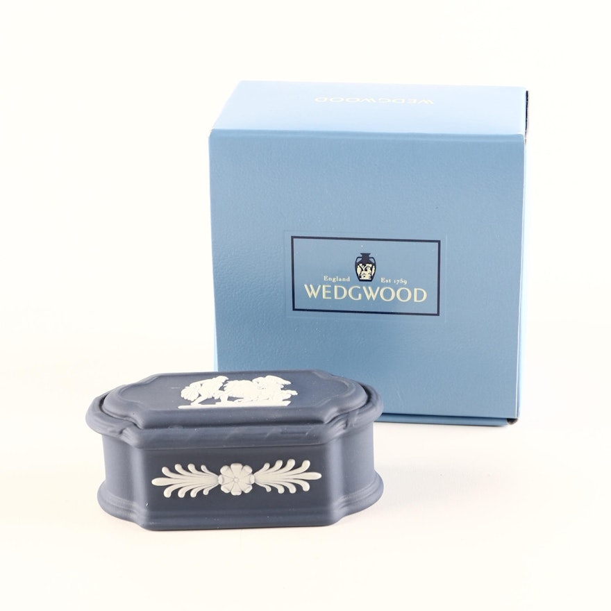 Wedgwood Portland Blue Jasperware Trinket Box
