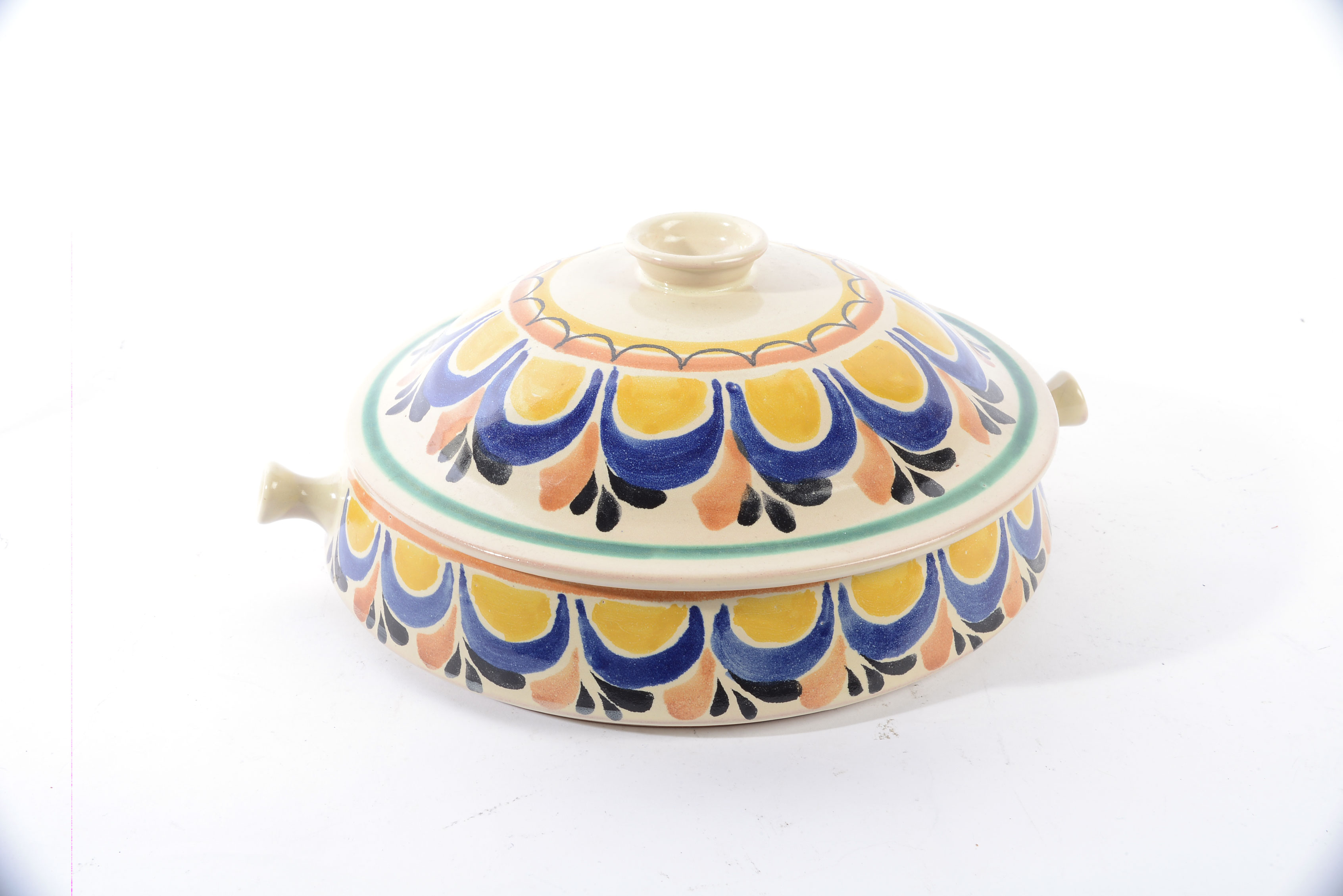 Lidded Mexican Pottery Chafing Dish with Williams Sonoma Stand