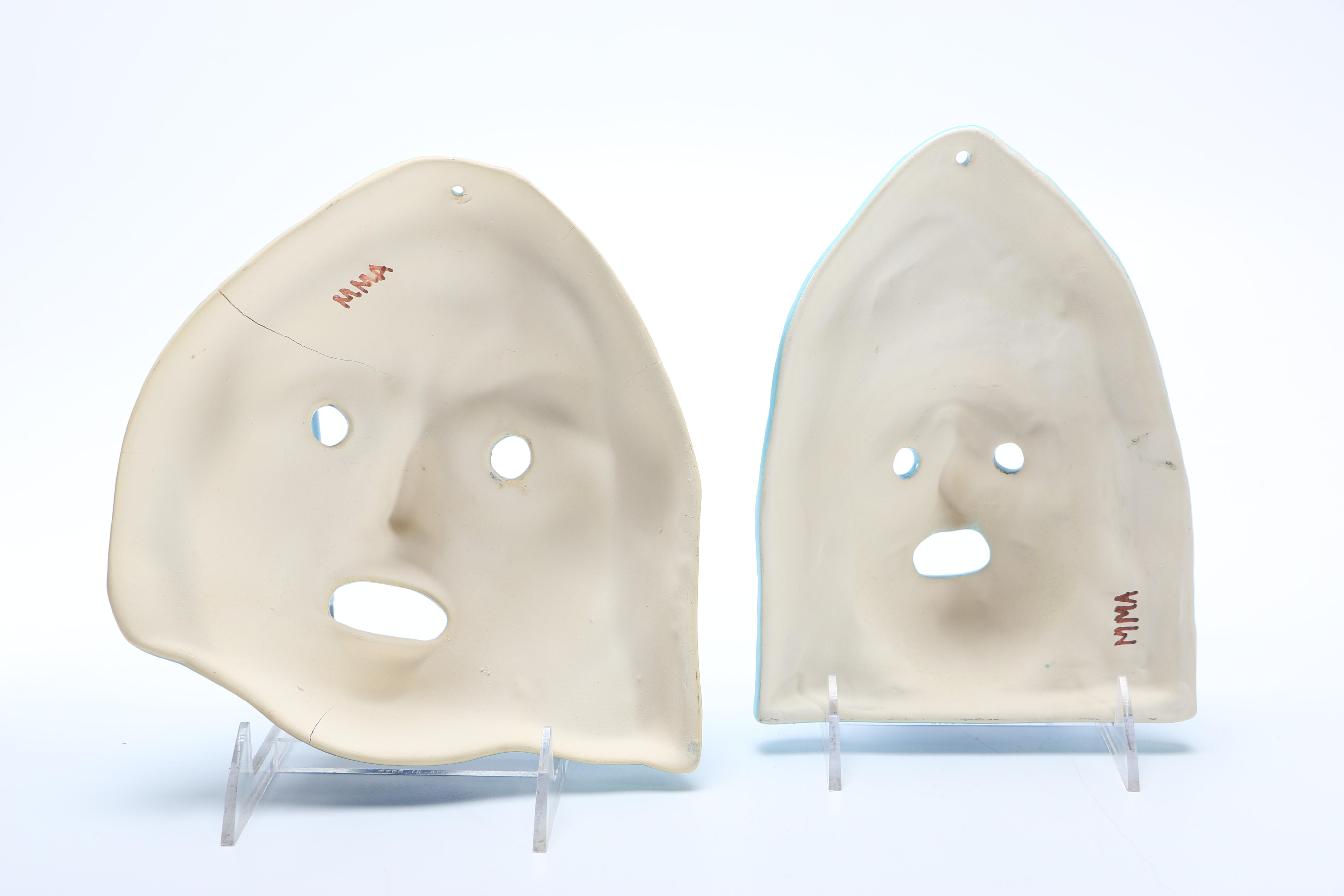 Metropolitan Museum of Art Blue Ceramic Face Wall Decorations