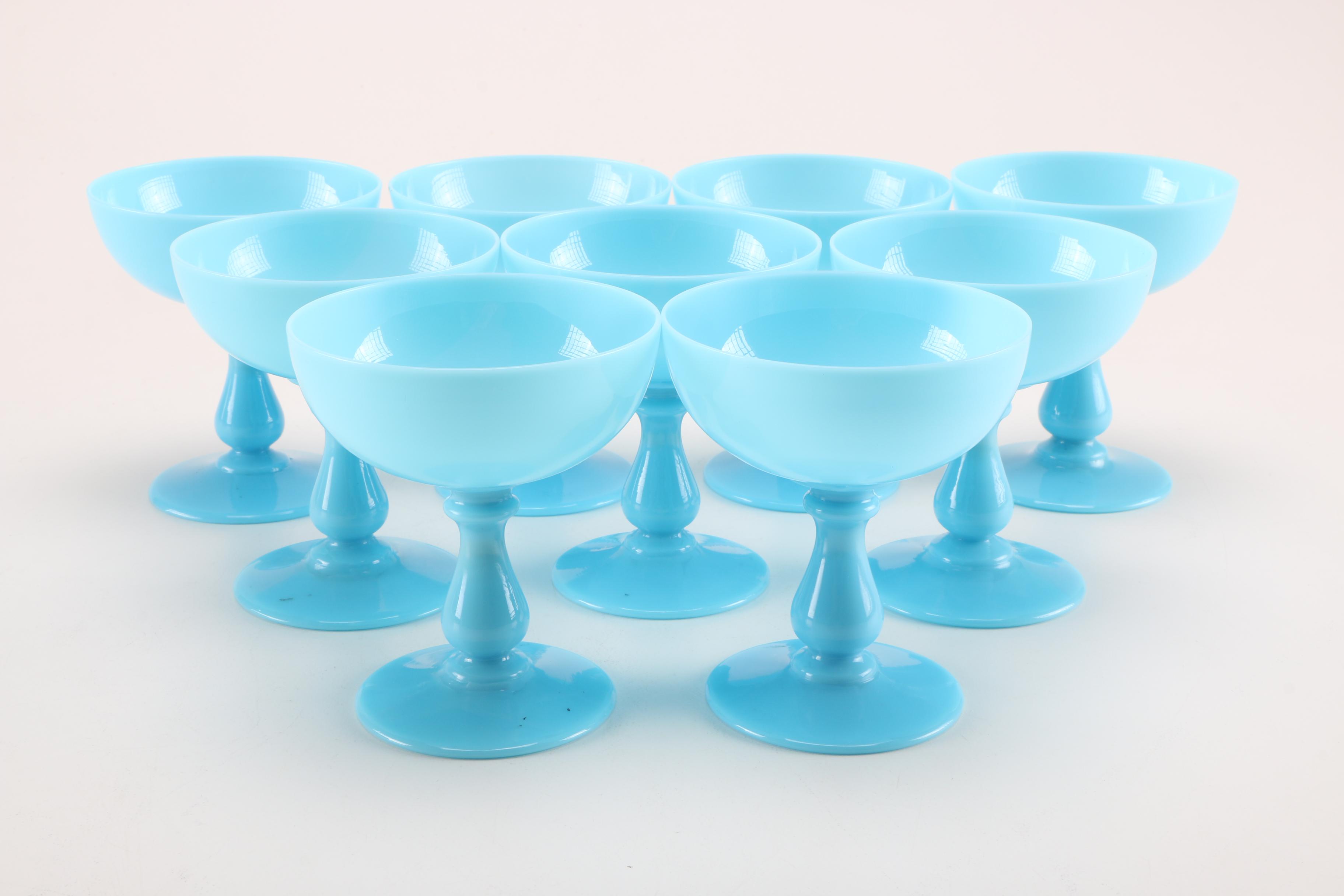 Vintage Blue Milk Glass Tableware