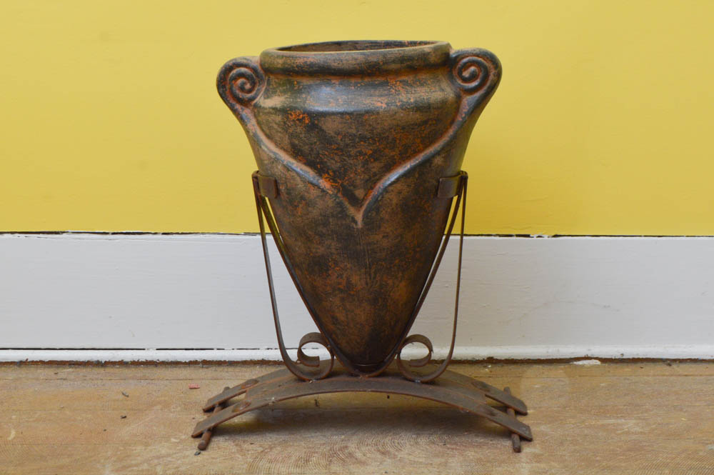 Hand Made Large Decorative Bullet Vase by Melvin Pagan on Metal Stand