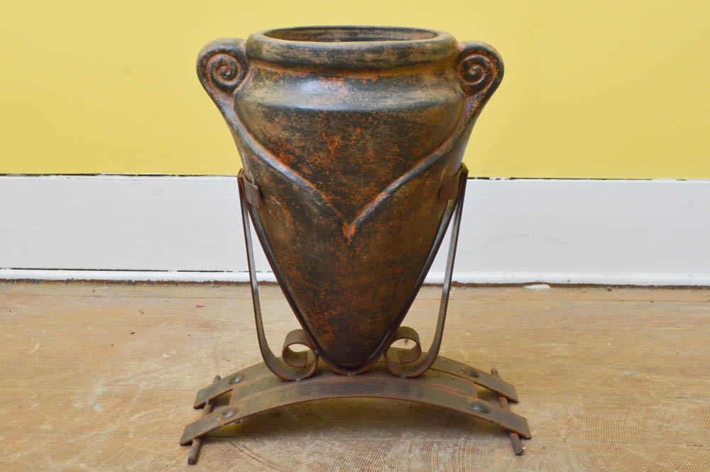 Hand Made Large Decorative Bullet Vase by Melvin Pagan on Metal Stand
