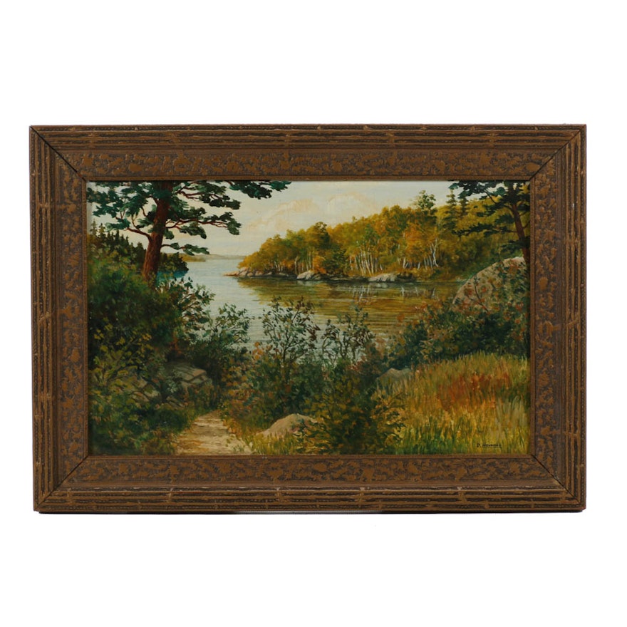 D. Howard Vintage Original Oil Landscape on Academy Board