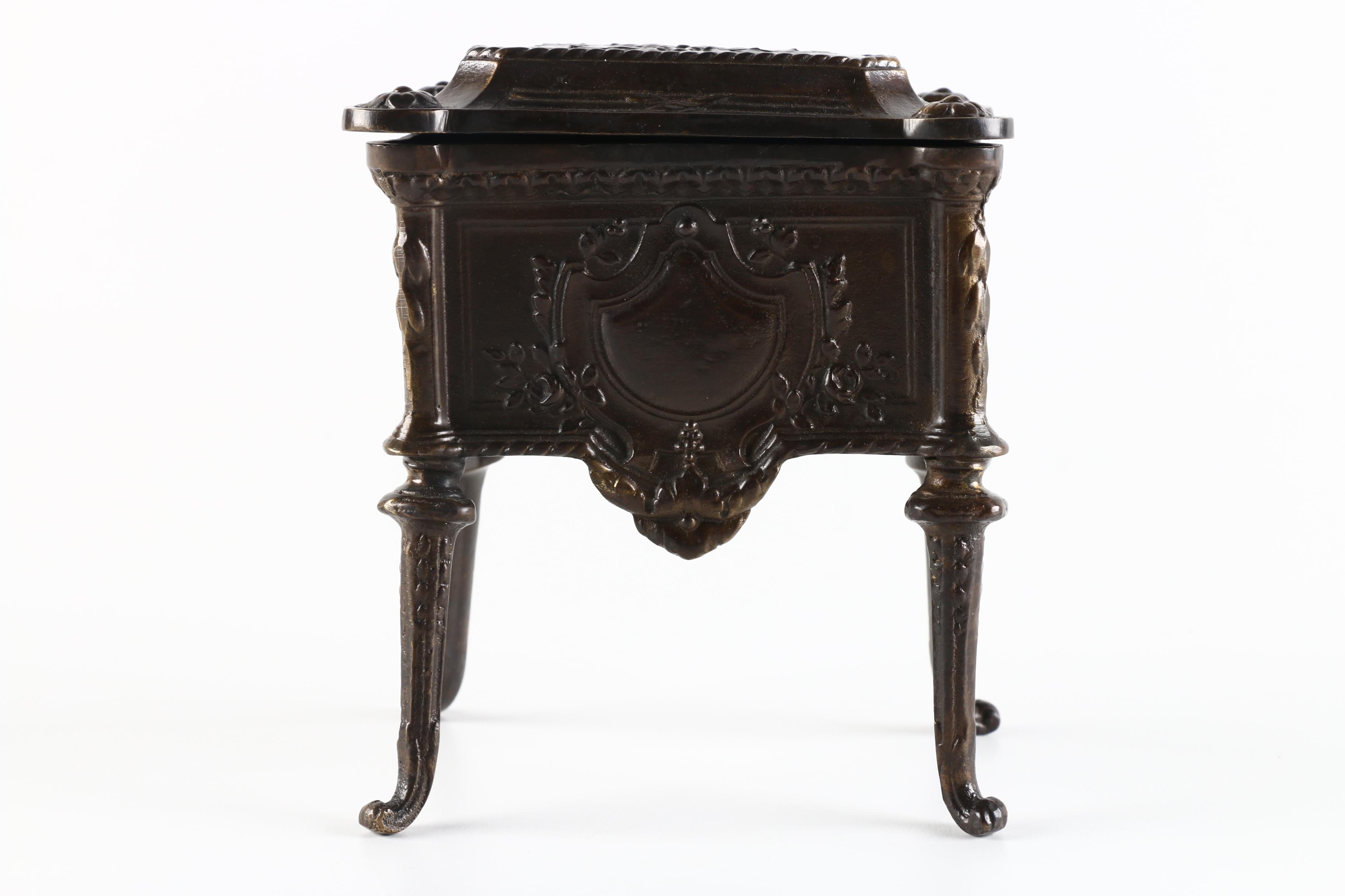 Indian Footed Bronze Tone Box With Lid