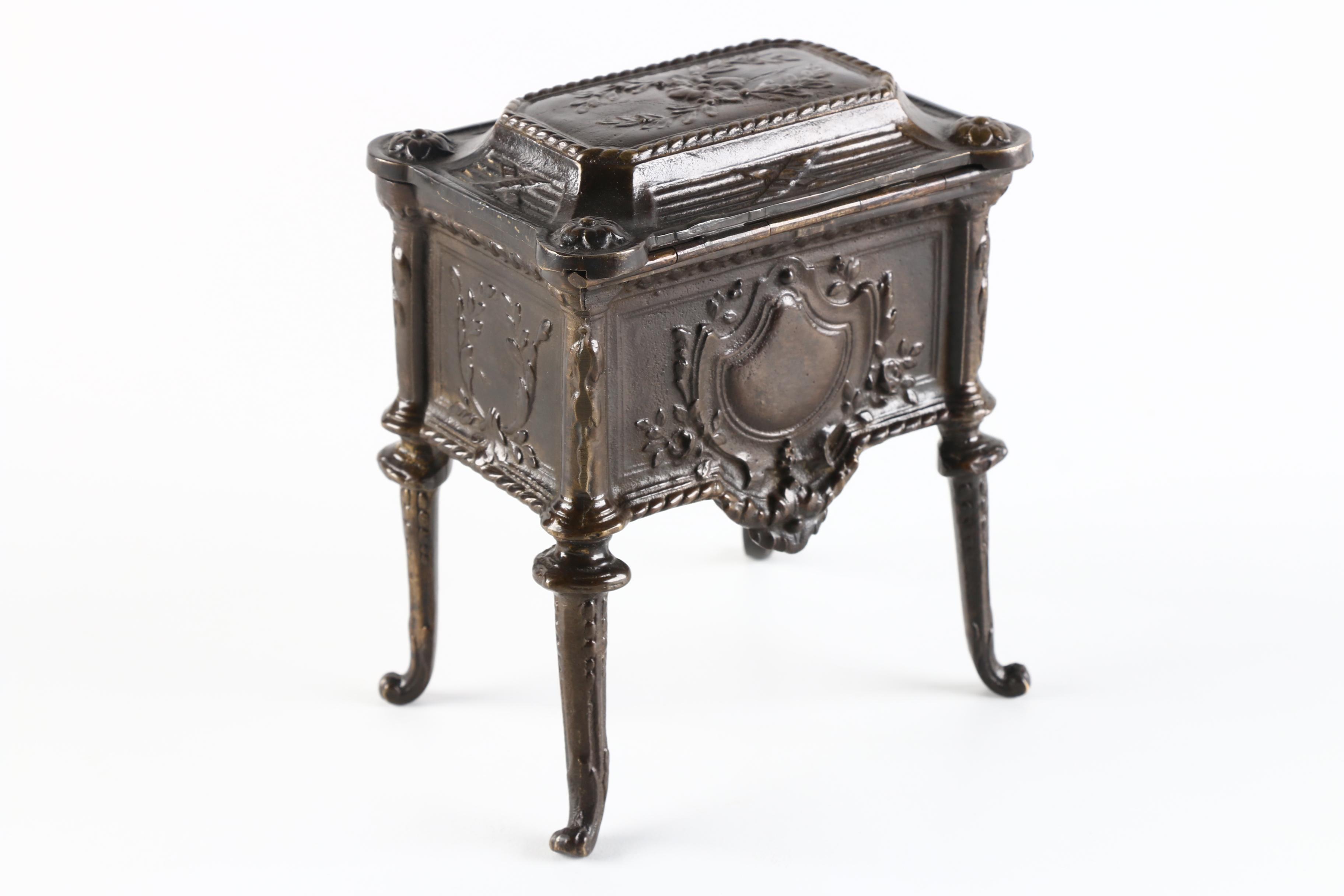 Indian Footed Bronze Tone Box With Lid