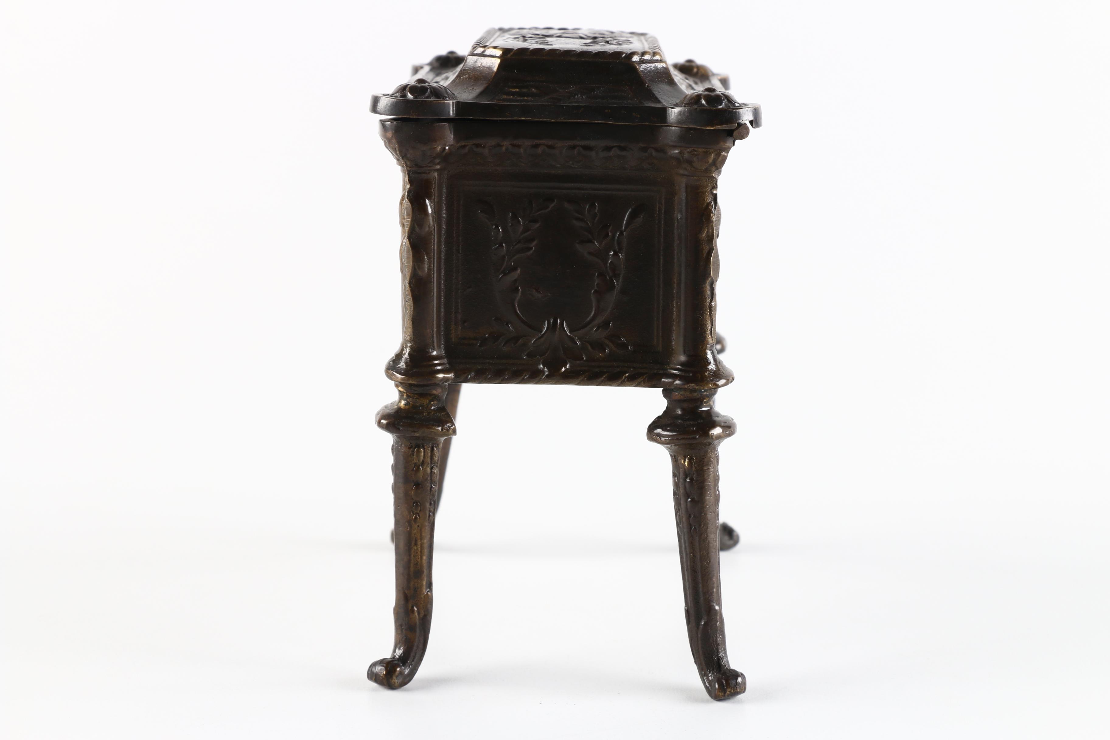 Indian Footed Bronze Tone Box With Lid