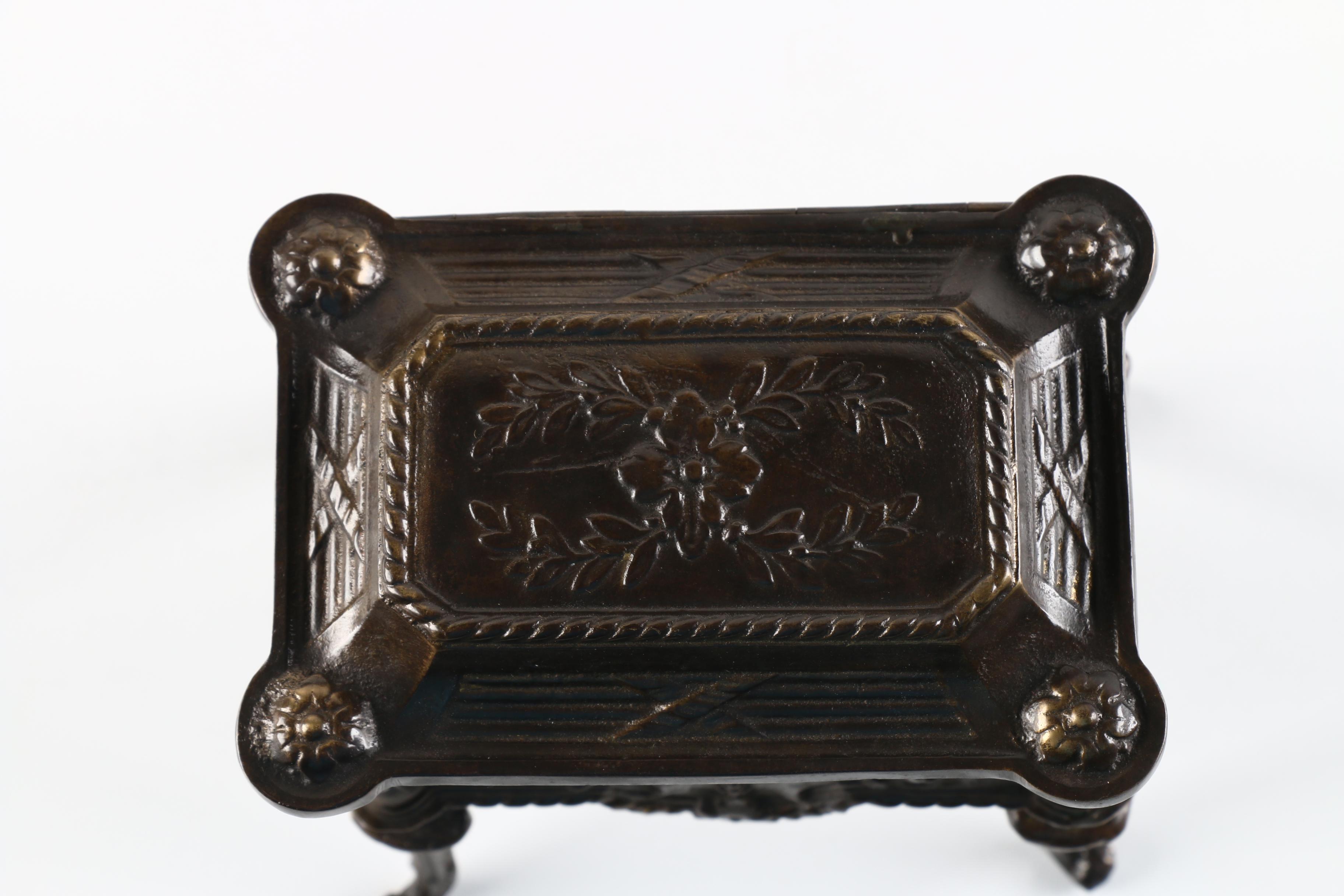 Indian Footed Bronze Tone Box With Lid