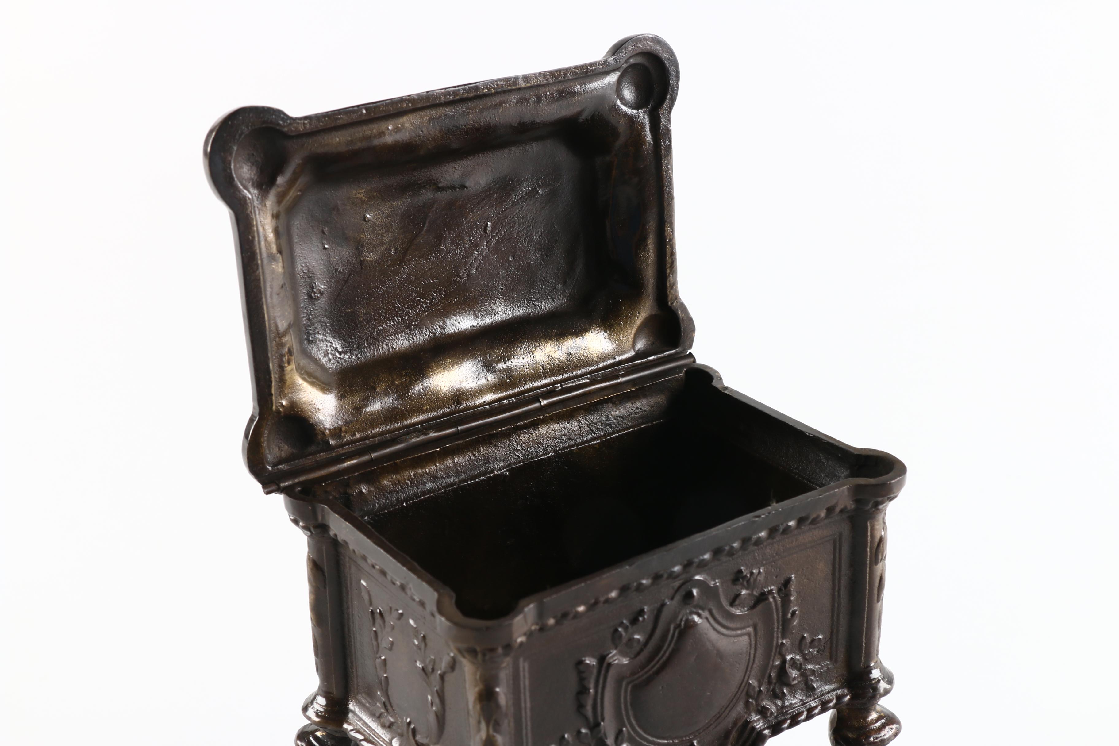 Indian Footed Bronze Tone Box With Lid