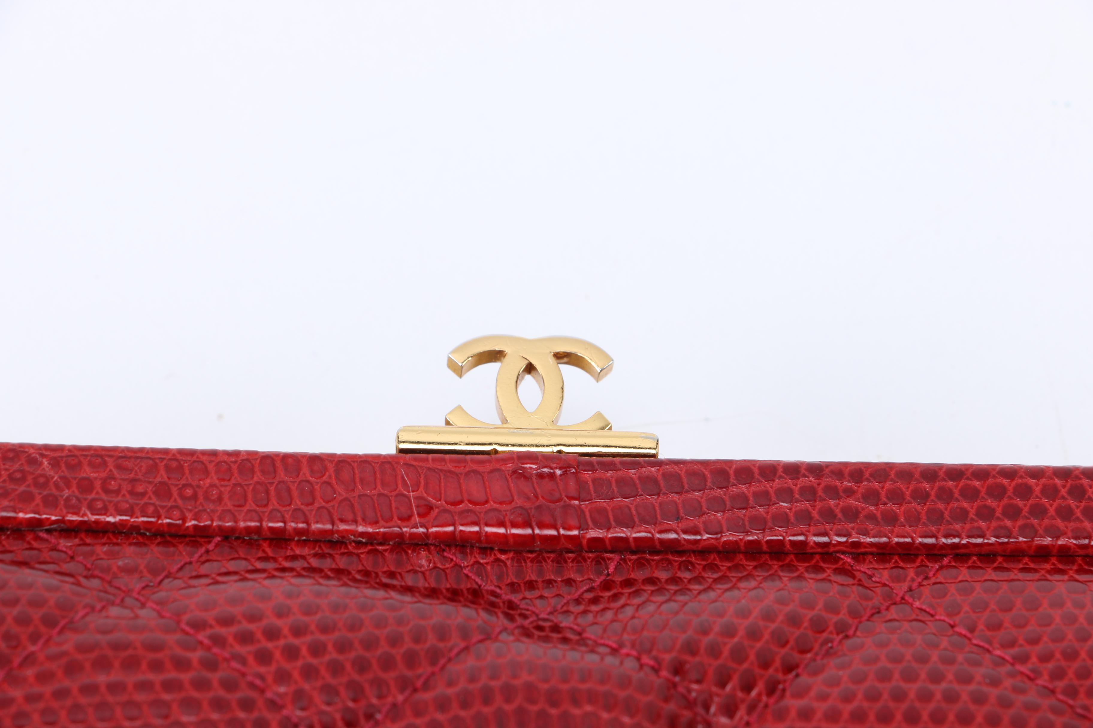 Red Lizard Chanel Clutch