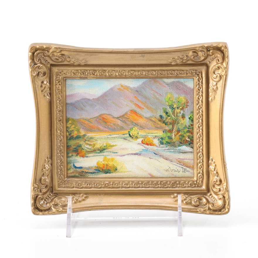 Doris Watson Signed Miniature Oil Landscape Painting