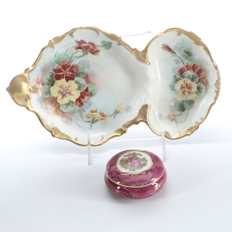 Limoges Divided Dish and Lidded Box