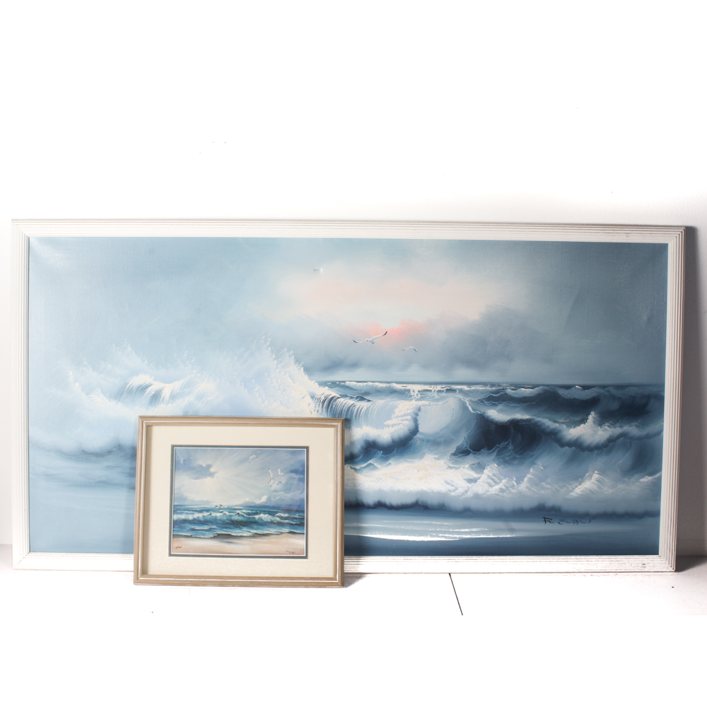 Ocean Art Including Editioned Laura Lou Sawyer Offset Lithograph