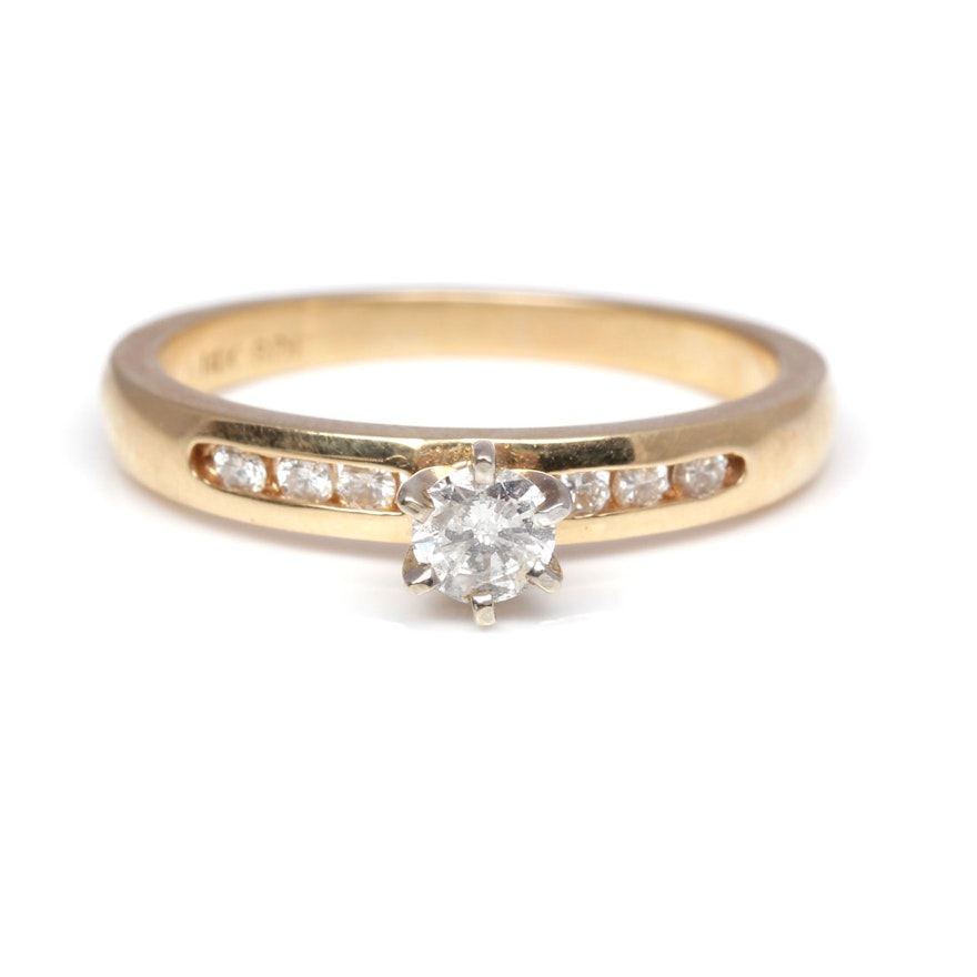 14K Yellow Gold Diamond Engagement Ring