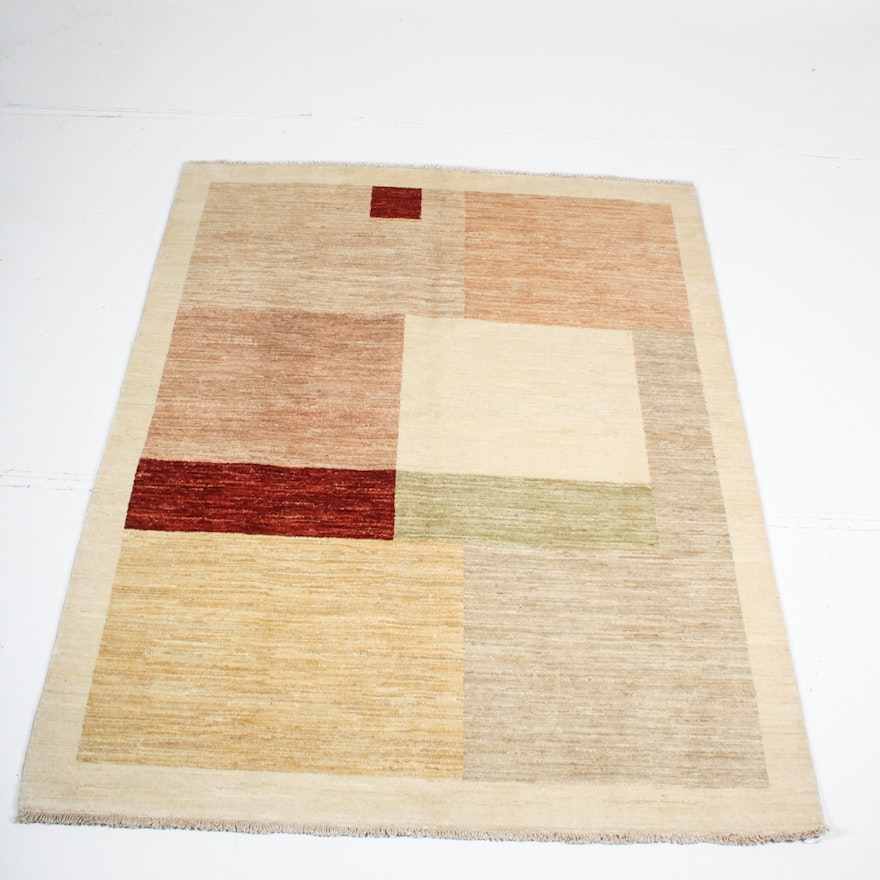 Hand-Knotted Pakistani Persian Gabbeh Area Rug