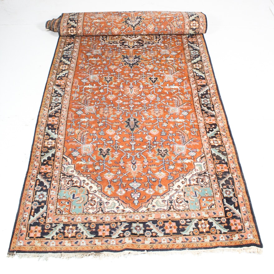 Hand-Knotted Antique Indo-Persian Heriz Serapi Palace Sized Runner