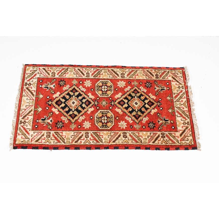 Hand-Knotted Indo-Caucasian Kazak Accent Rug
