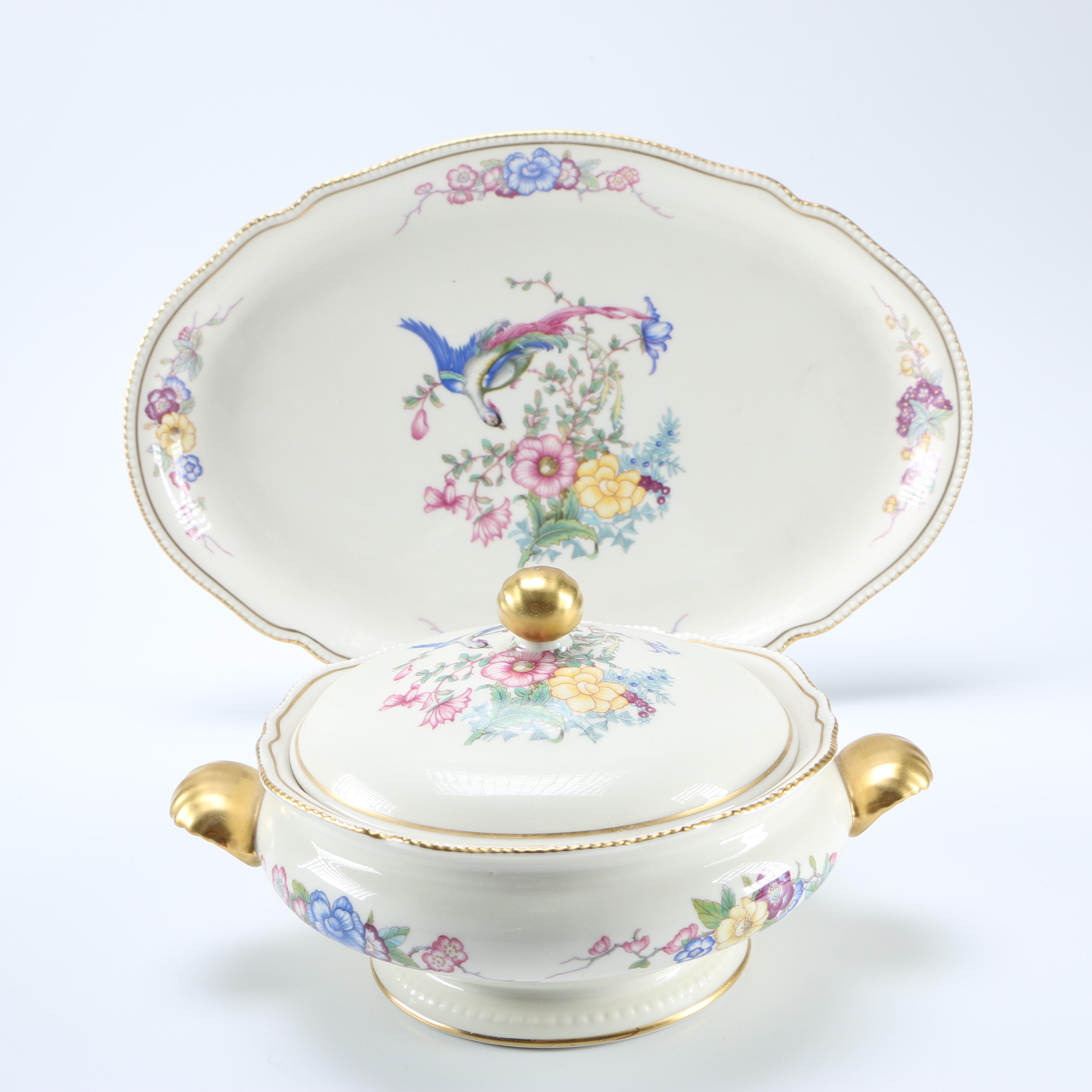 Castleton China "Phoenix" Lidded Bowl And Platter