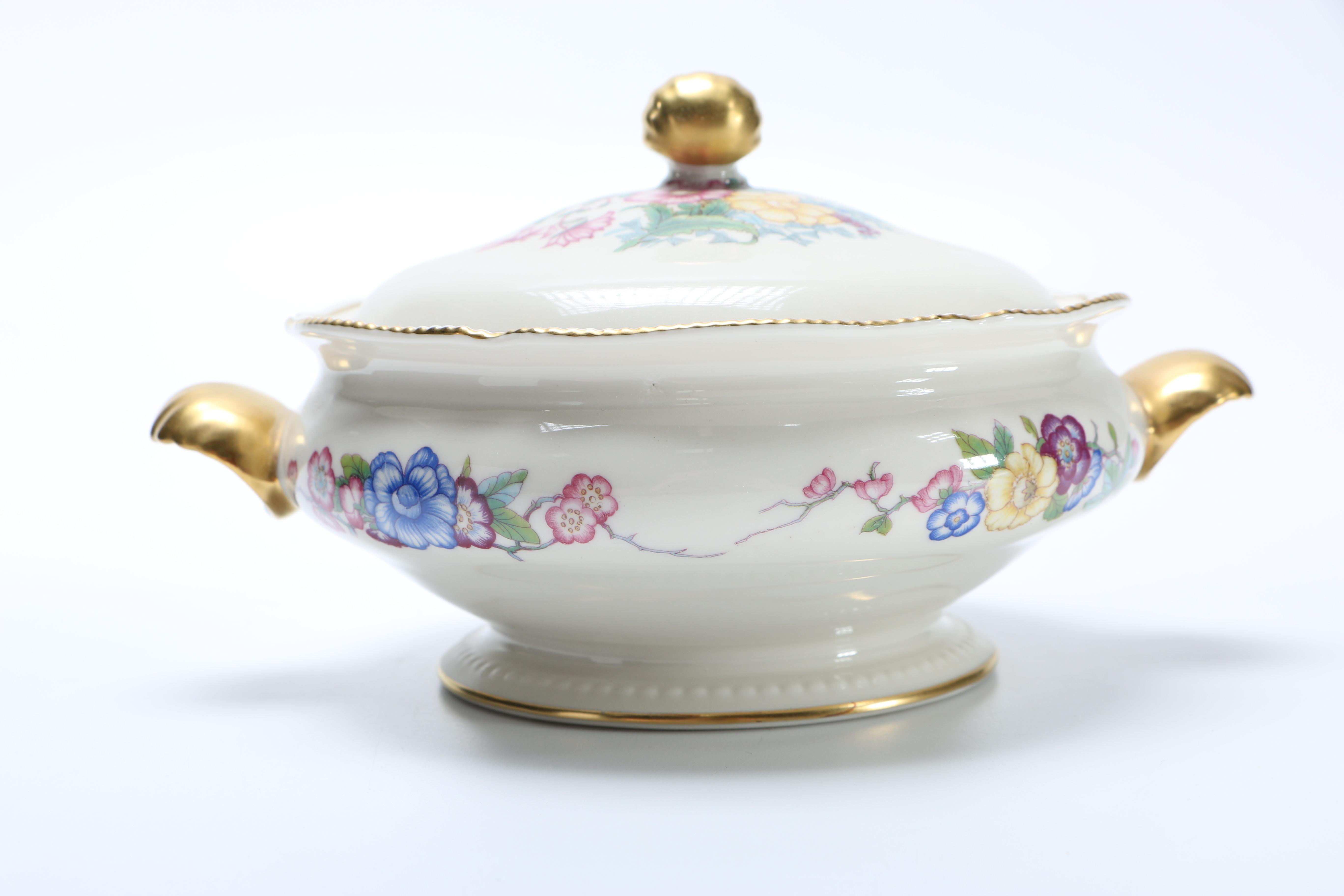 Castleton China "Phoenix" Lidded Bowl And Platter