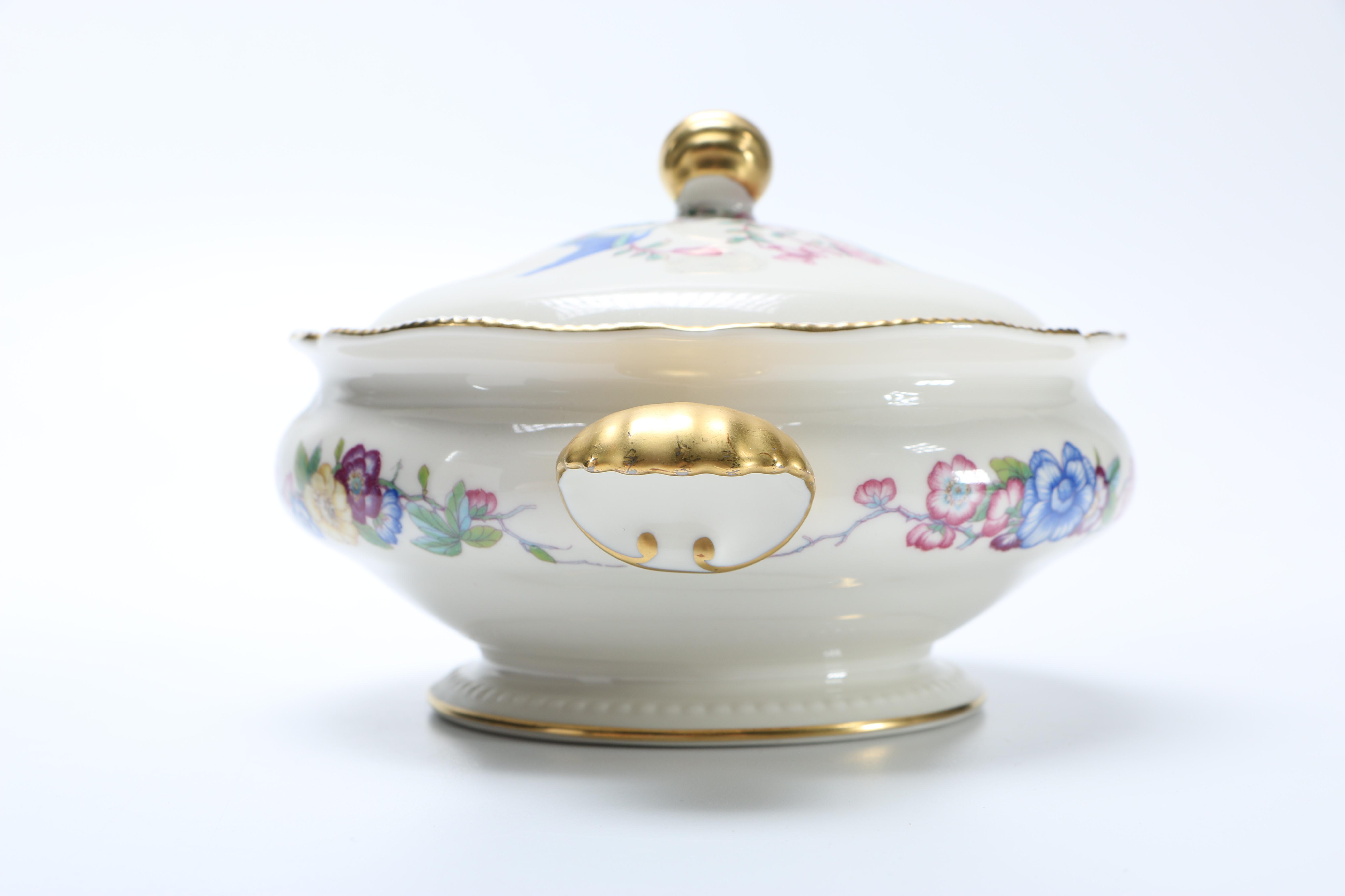 Castleton China "Phoenix" Lidded Bowl And Platter