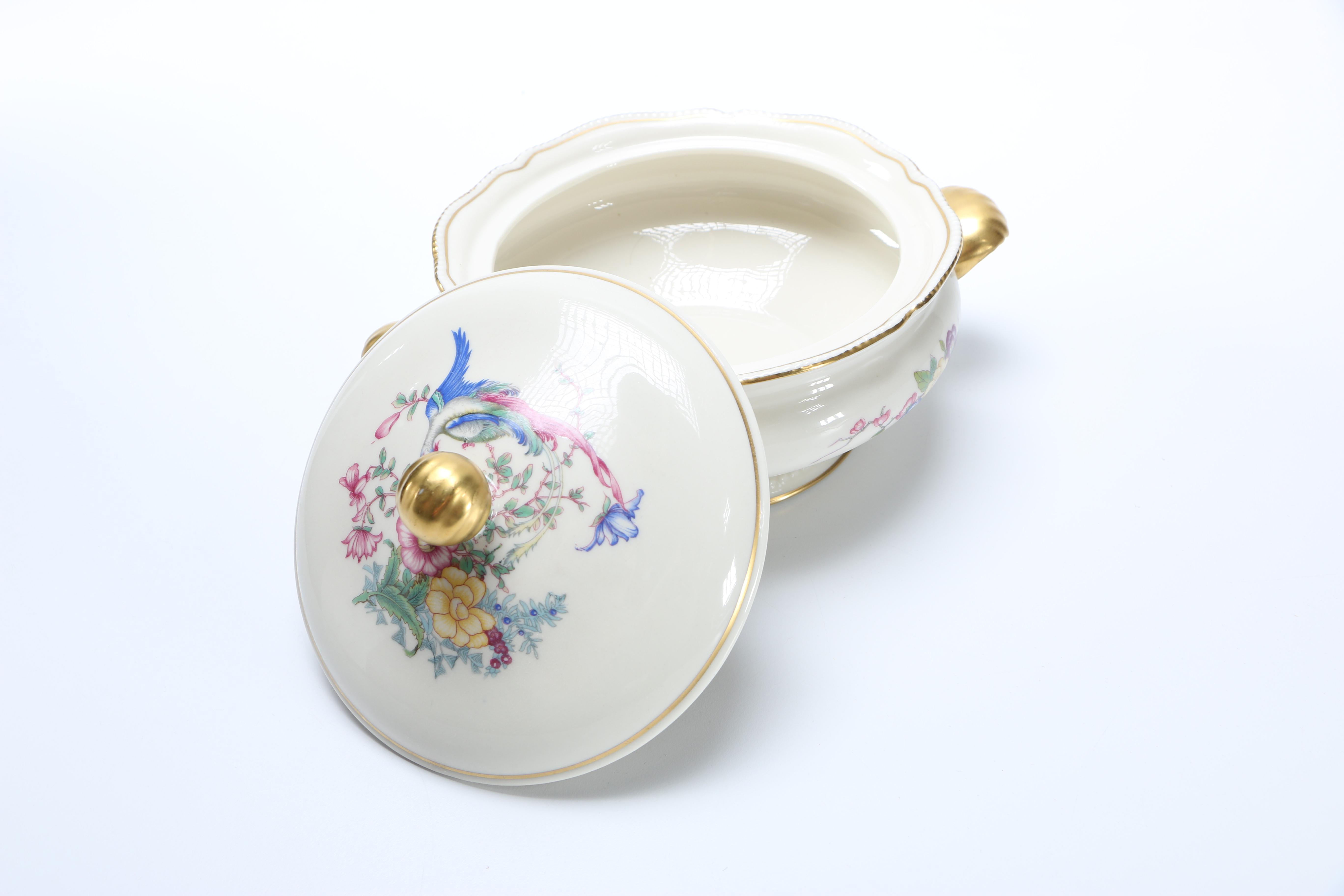 Castleton China "Phoenix" Lidded Bowl And Platter