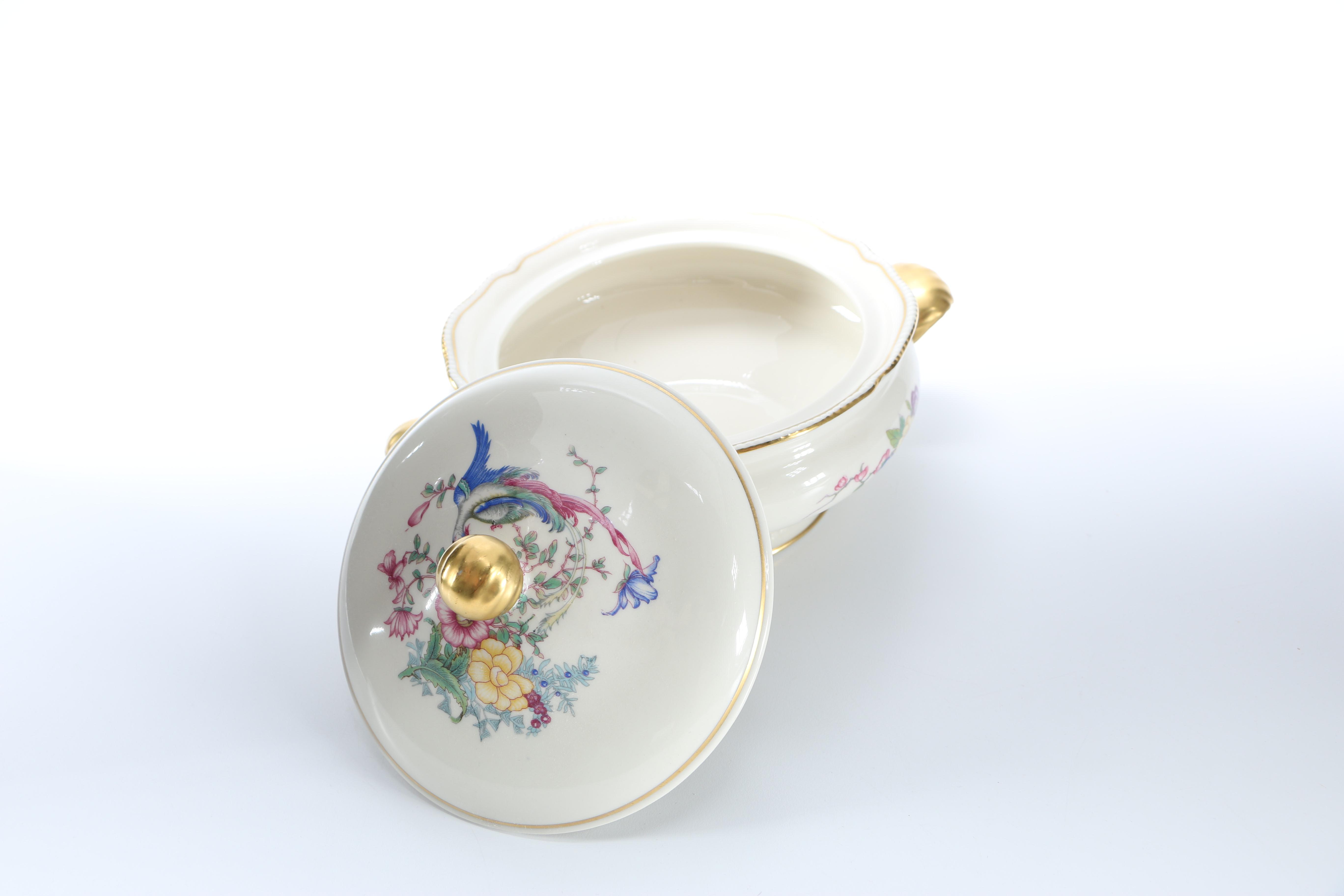 Castleton China "Phoenix" Lidded Bowl And Platter