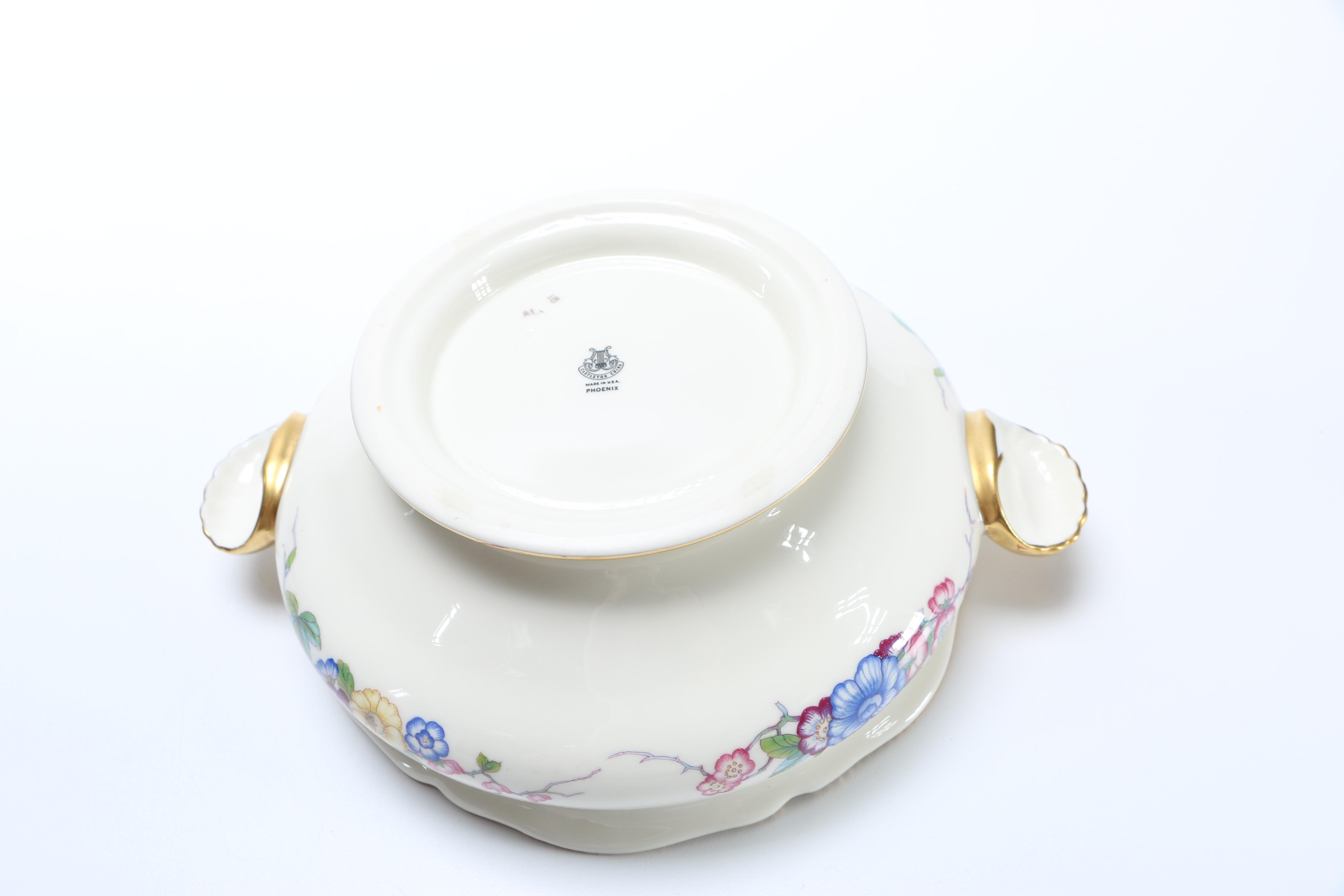Castleton China "Phoenix" Lidded Bowl And Platter