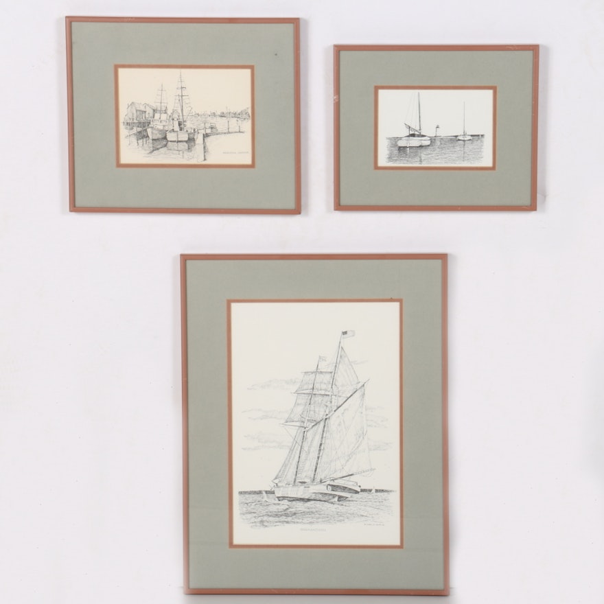 Clark M. Goff Lithographs of Sailboats