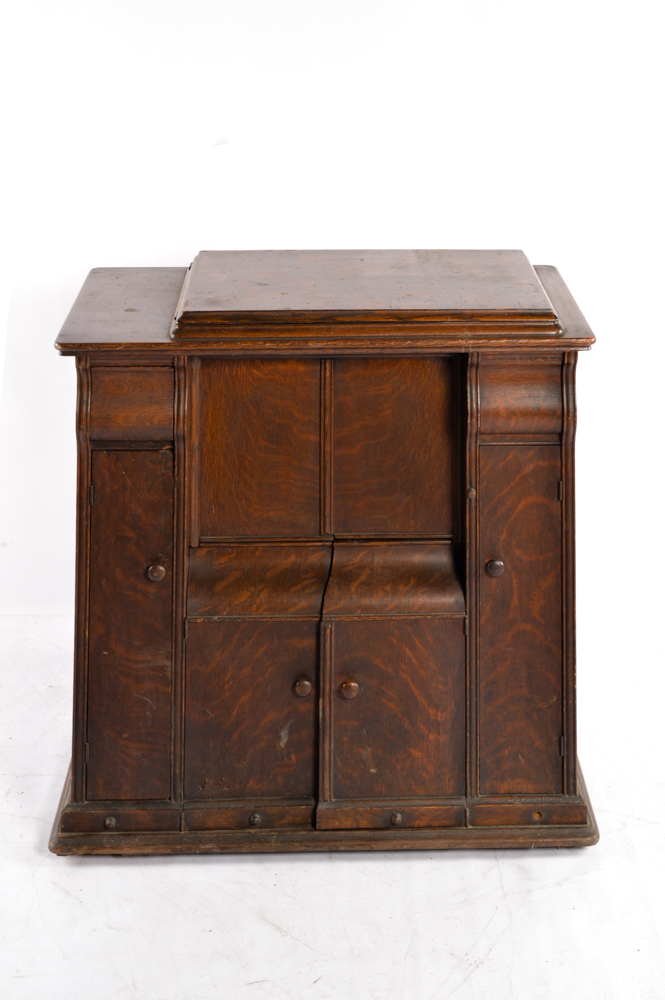 Antique Parlor Treadle Cabinet with Singer 66 Sewing Machine