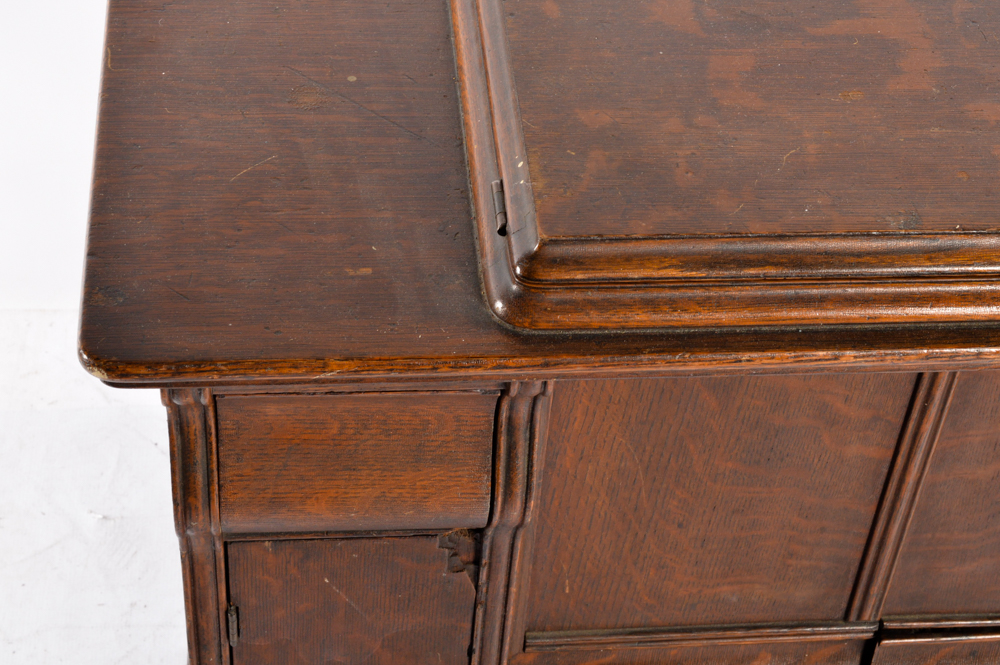 Antique Parlor Treadle Cabinet with Singer 66 Sewing Machine