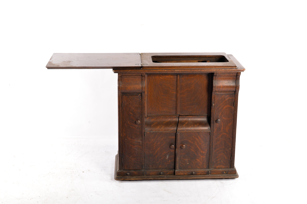 Antique Parlor Treadle Cabinet with Singer 66 Sewing Machine