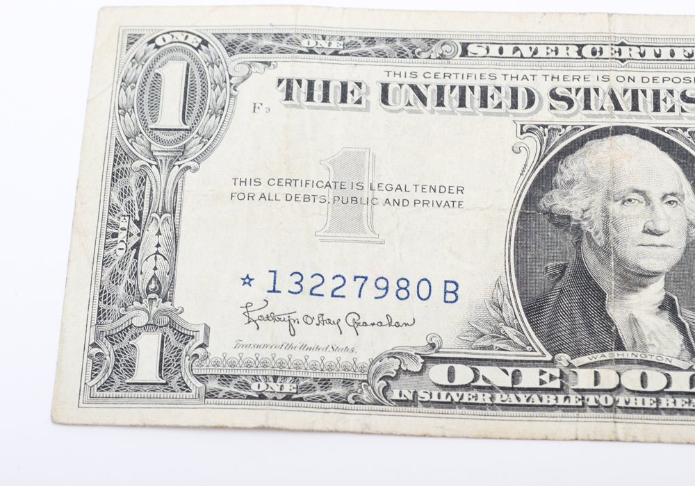 Group of US Currency, Including $1 Silver Certificate Star Notes