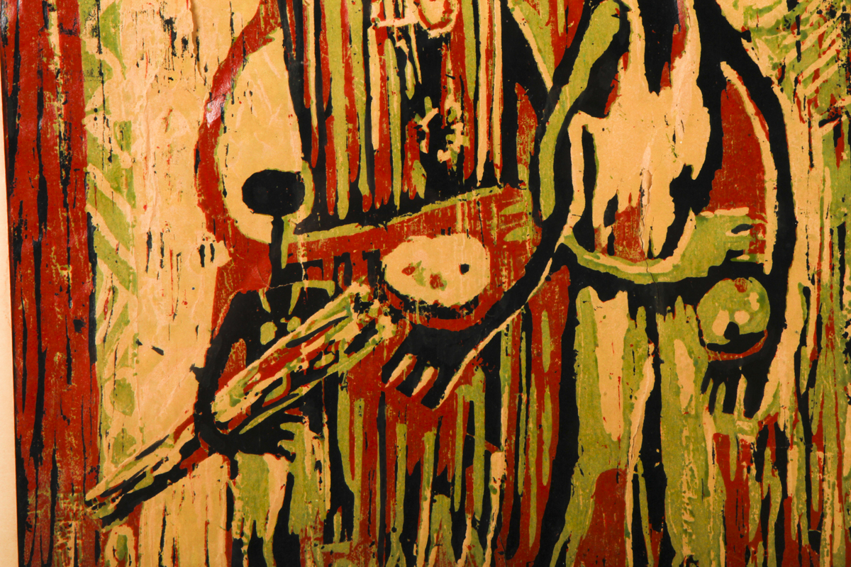 Olukayode Babalola Lino Print on Paper "Corporate Begging"