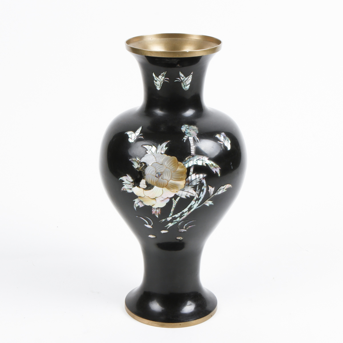 Chinese Black Enamel and Mother of Pearl Vase