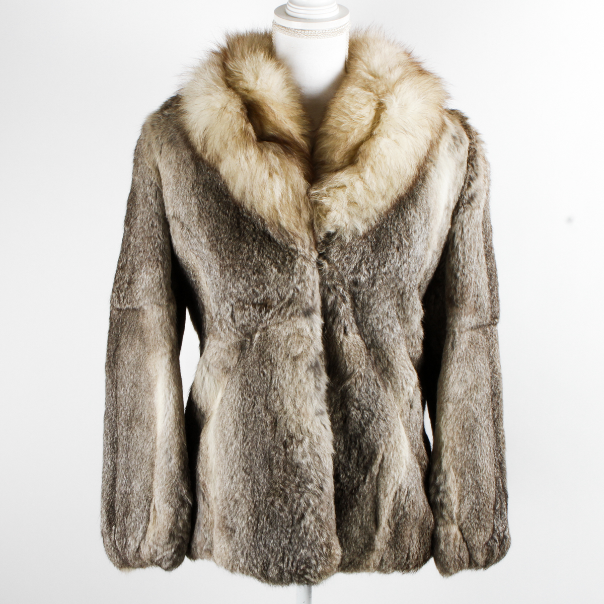Rabbit Fur Jacket with Fox Fur Collar