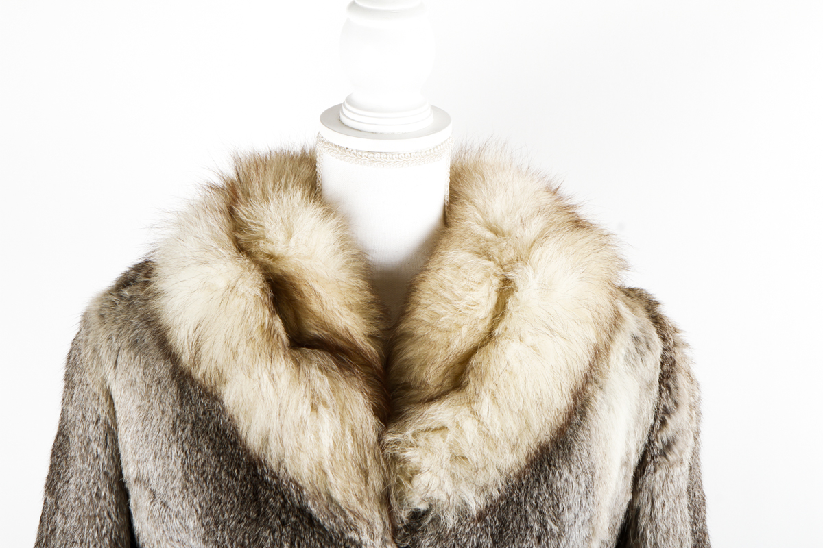 Rabbit Fur Jacket with Fox Fur Collar