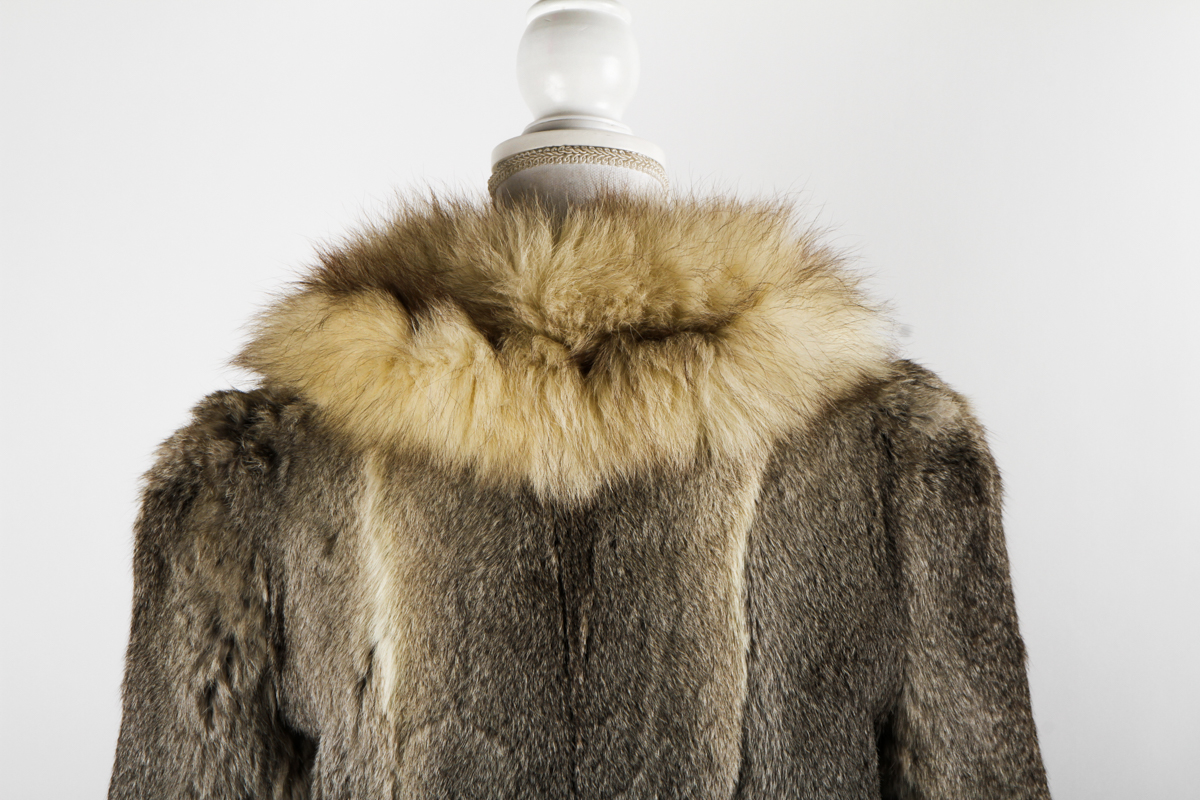 Rabbit Fur Jacket with Fox Fur Collar