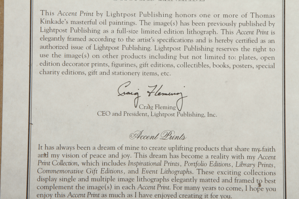 Thomas Kinkade Offset Lithograph on Paper "Valley of Peace"