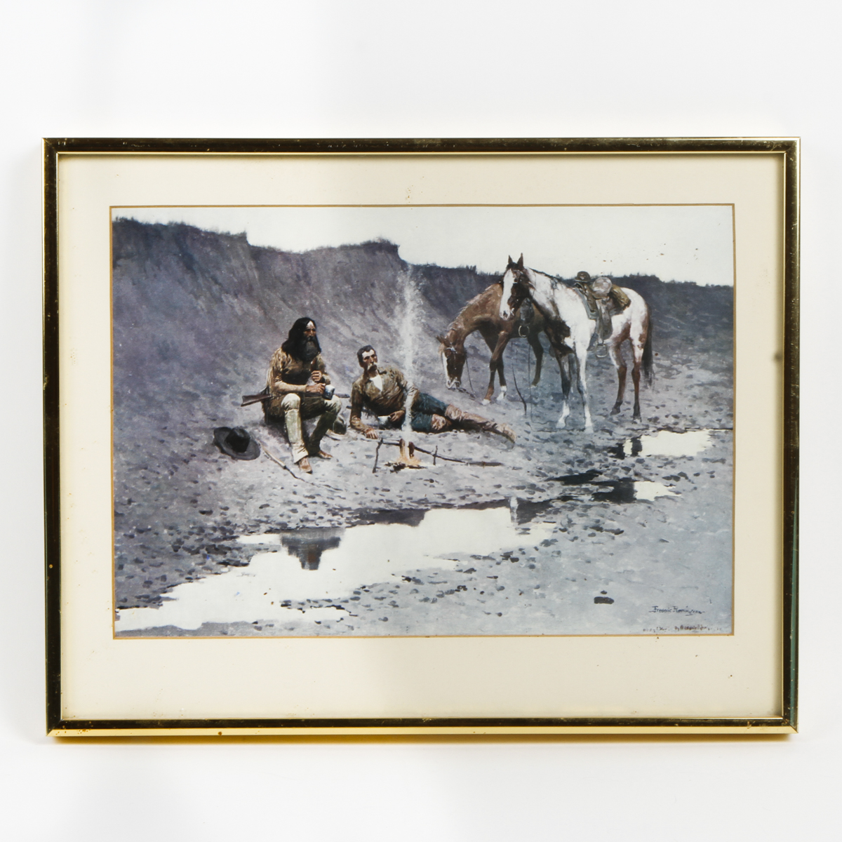 Frederic Remington Offset Lithograph Print "A New Year on The Cimarron"